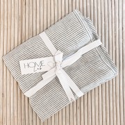 100% French Flax Linen Napkin- Set of 4 Charcoal Pinstripe gallery detail image