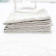 100% French Flax Linen Napkin- Set of 4 Charcoal Pinstripe gallery detail image