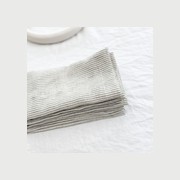 100% French Flax Linen Napkin- Set of 4 Charcoal Pinstripe gallery detail image