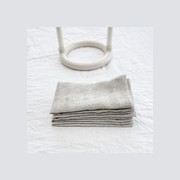 100% French Flax Linen Napkin- Set of 4 Charcoal Pinstripe gallery detail image