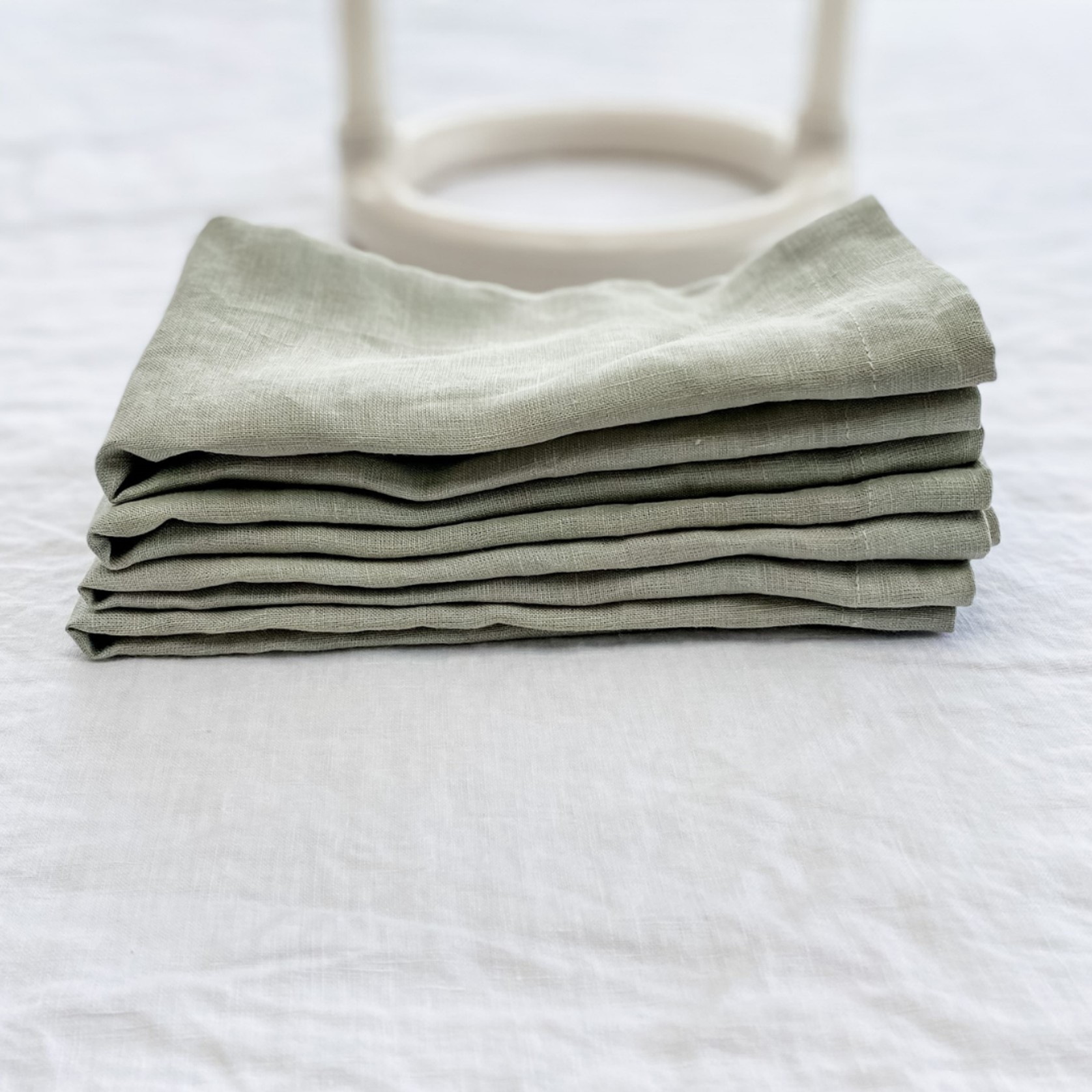 100% French Flax Linen Napkin- Set of 4 Sage gallery detail image
