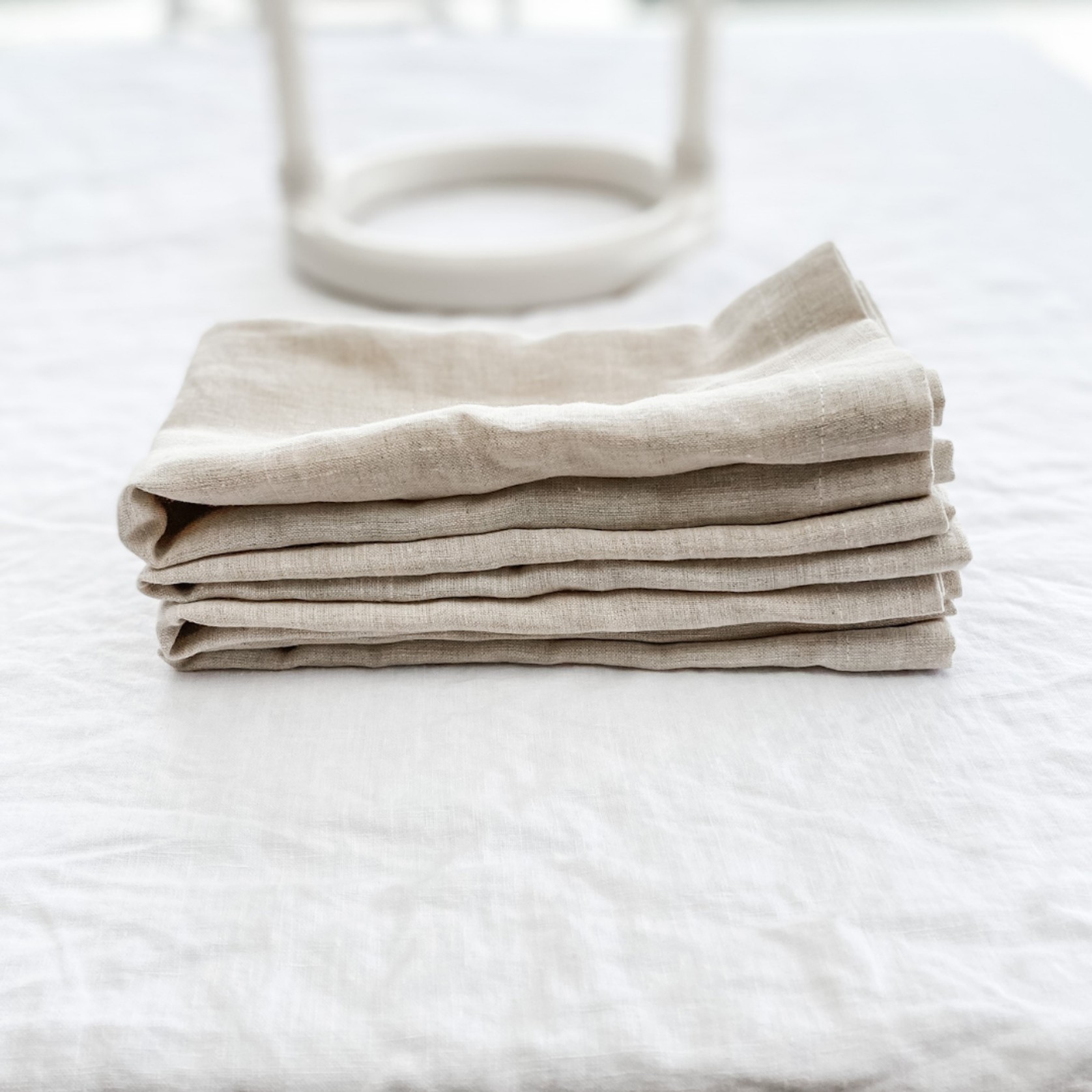 100% French Flax Linen Napkin- Set of 4 Natural Oat gallery detail image