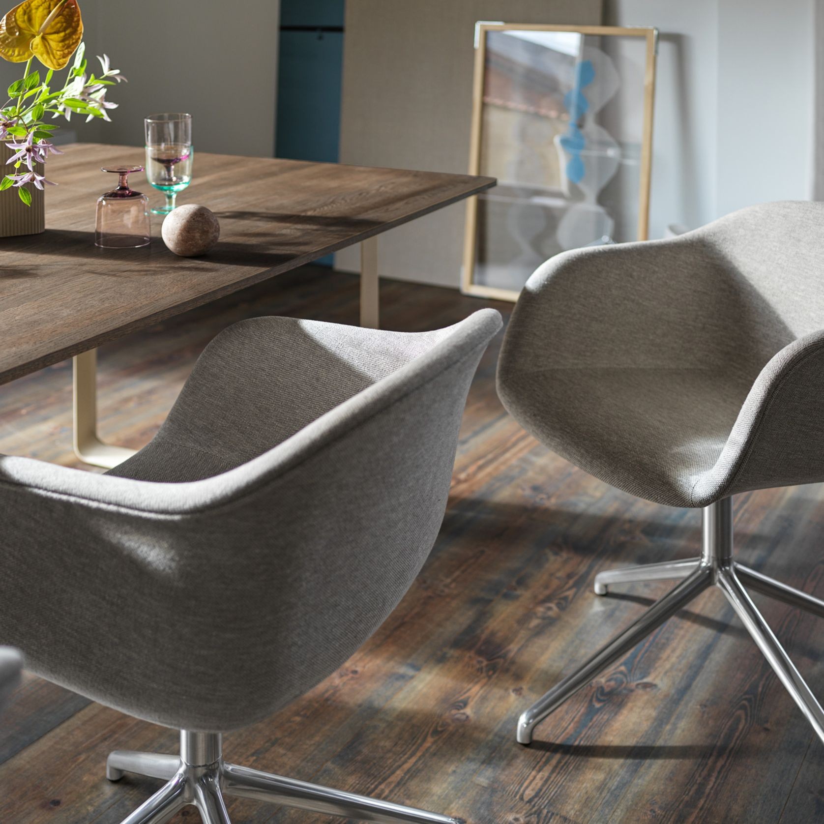Fiber Swivel Base Upholstered Swivel Chair gallery detail image