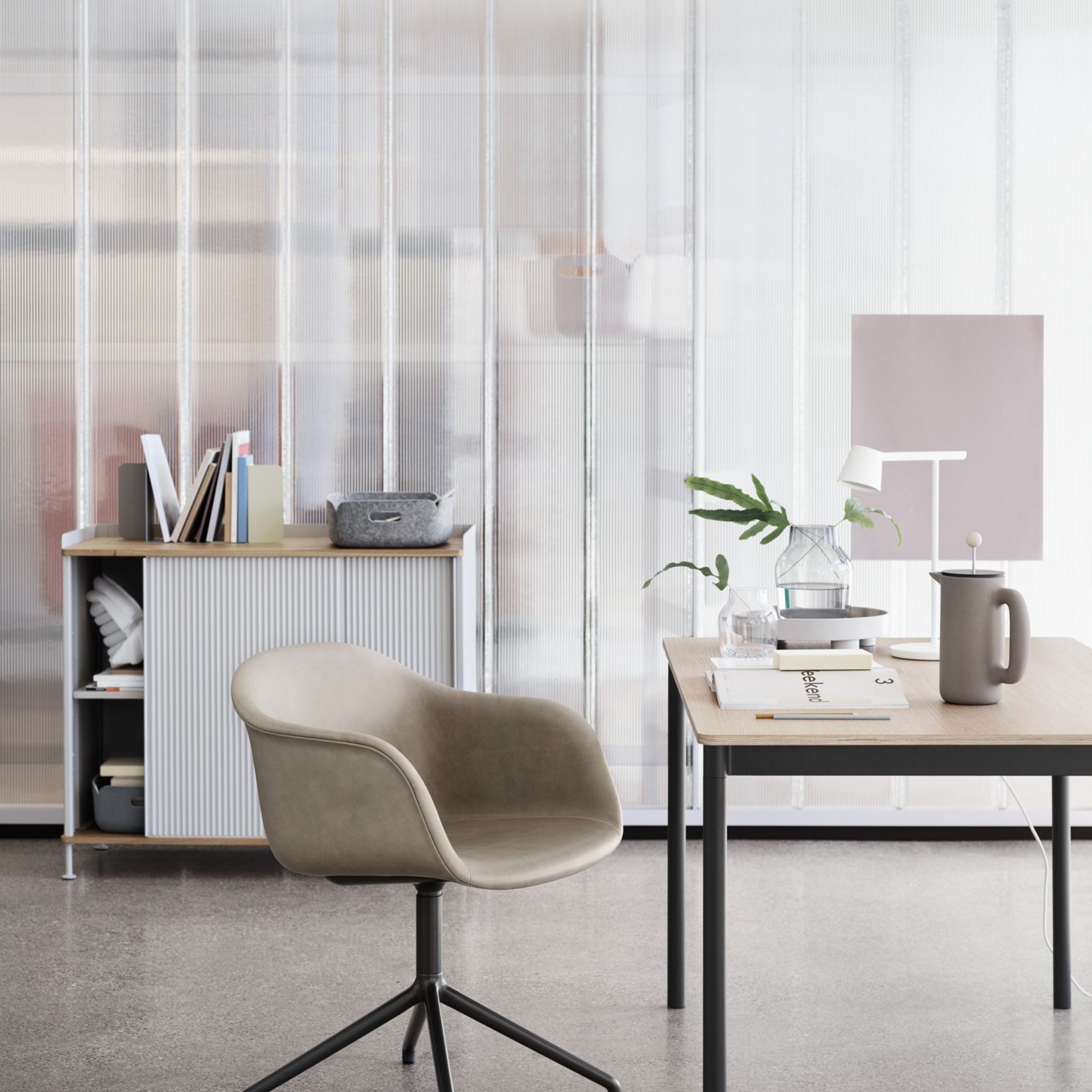 Fiber Swivel Base Upholstered Swivel Chair gallery detail image