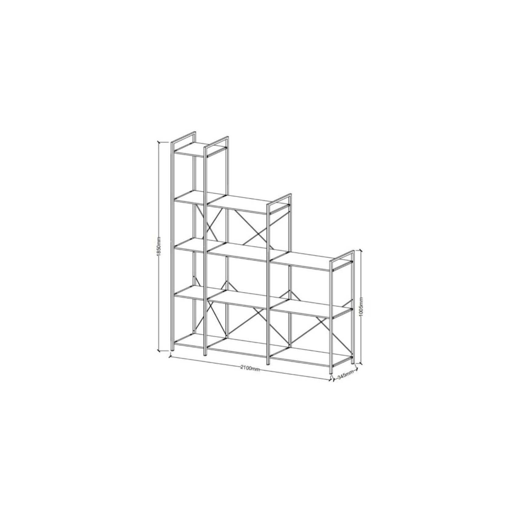 Axel 3PCE Shelving Unit Step | Black Steel & Natural gallery detail image