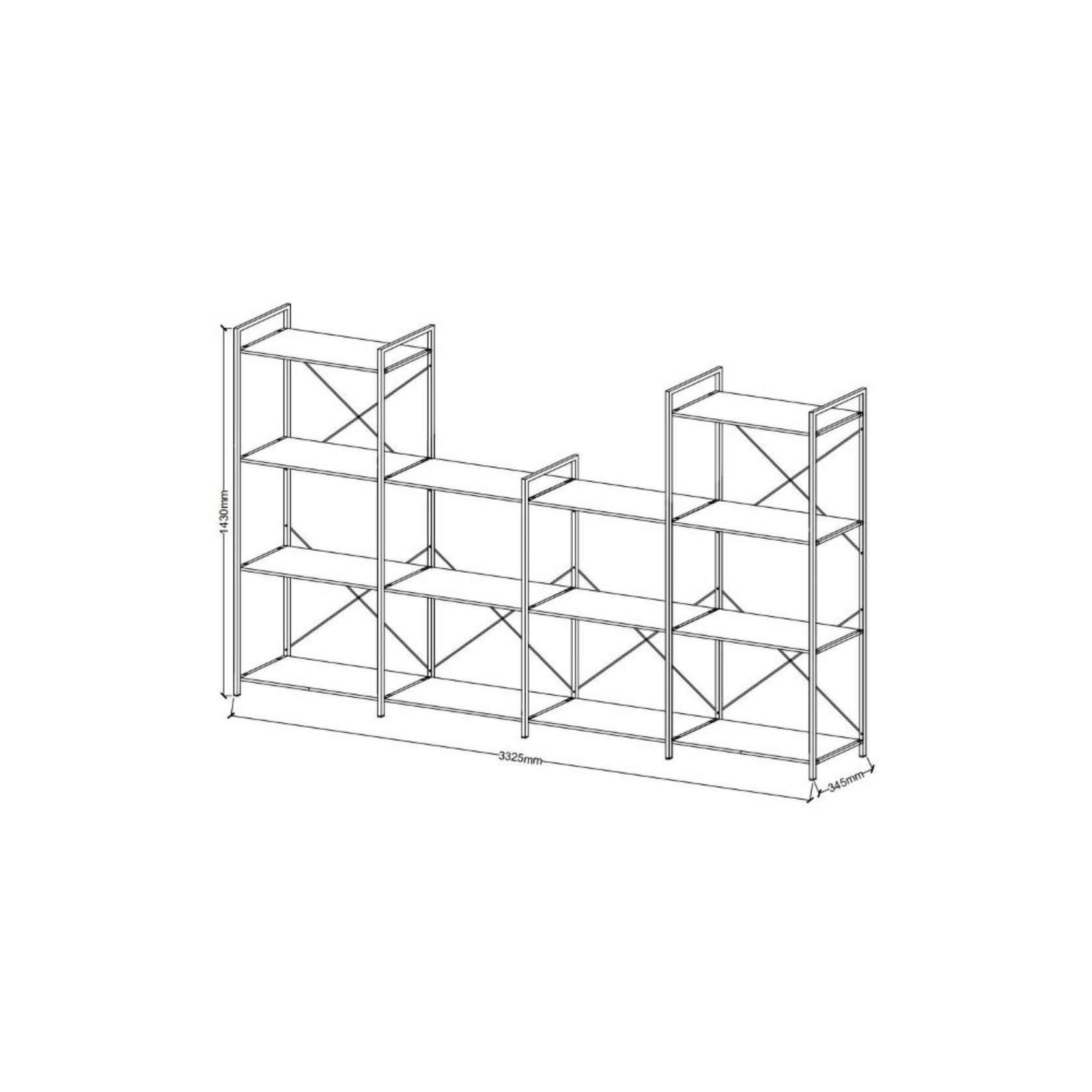 Axel 4PCE Shelving Unit U-Shape | Black Steel & Natural gallery detail image