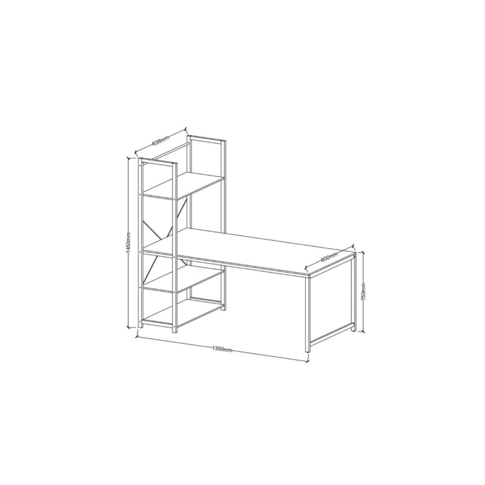 Axel 2-in-1 Desk & Shelving Unit  Black Steel & Natural gallery detail image