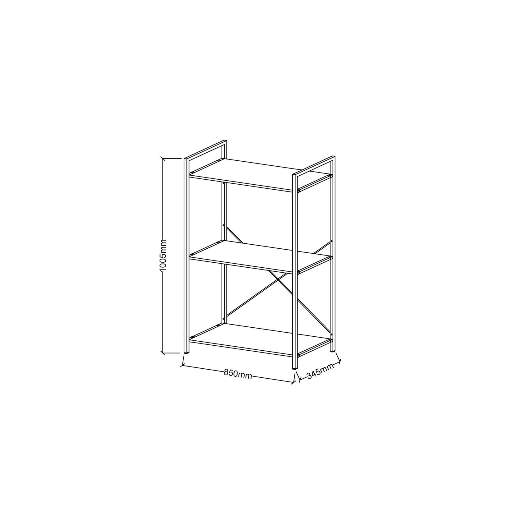 Axel Main Shelving Unit short | Black Steel & Natural gallery detail image