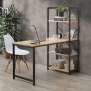 Axel 2-in-1 Desk & Shelving Unit  Black Steel & Natural gallery detail image