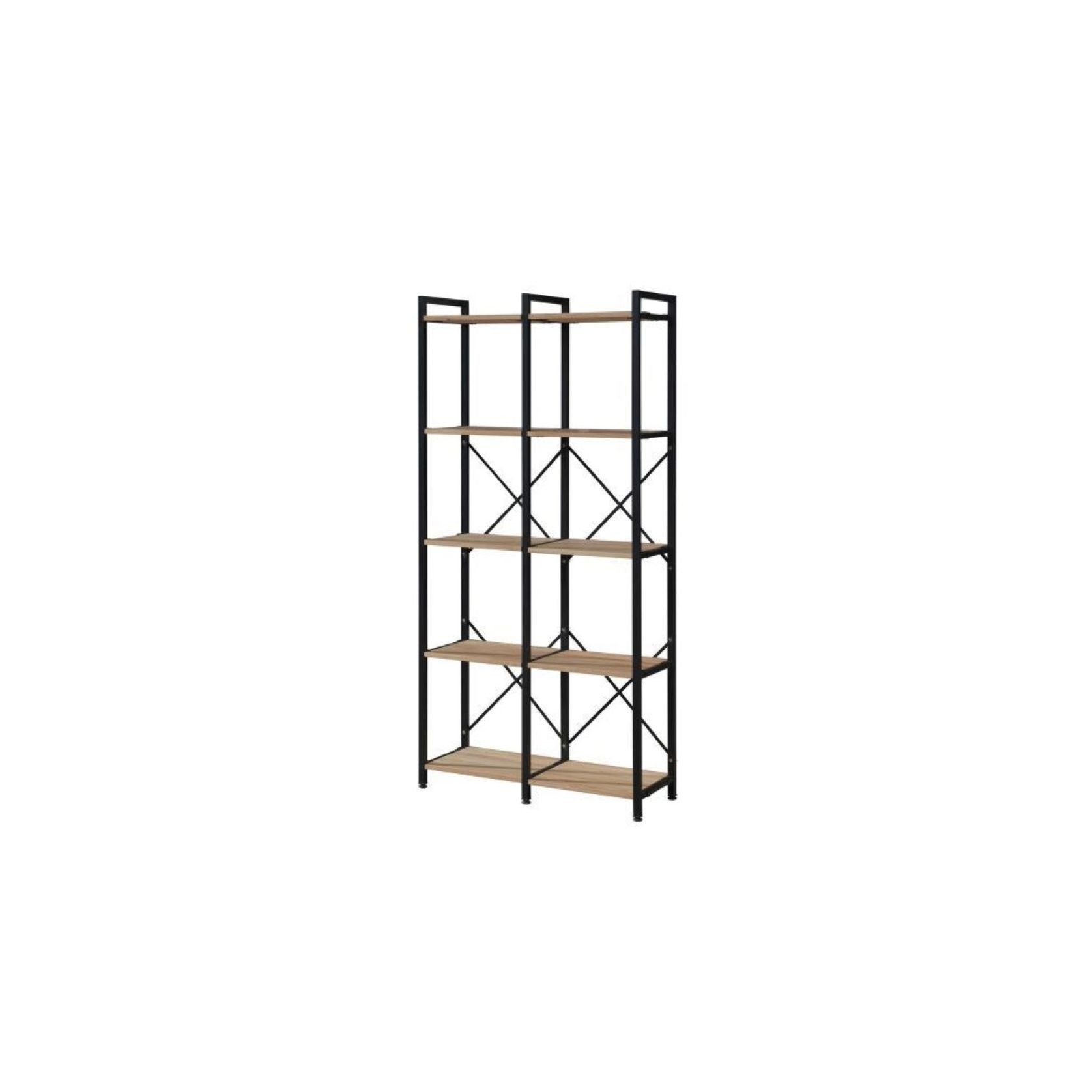 Axel 2PCE Shelving Unit Tall | Black Steel & Natural gallery detail image