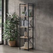 Axel Modular Main Shelving Unit | Black Steel & Natural gallery detail image