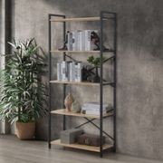 Axel Modular Main Shelving Unit | Black Steel & Natural gallery detail image