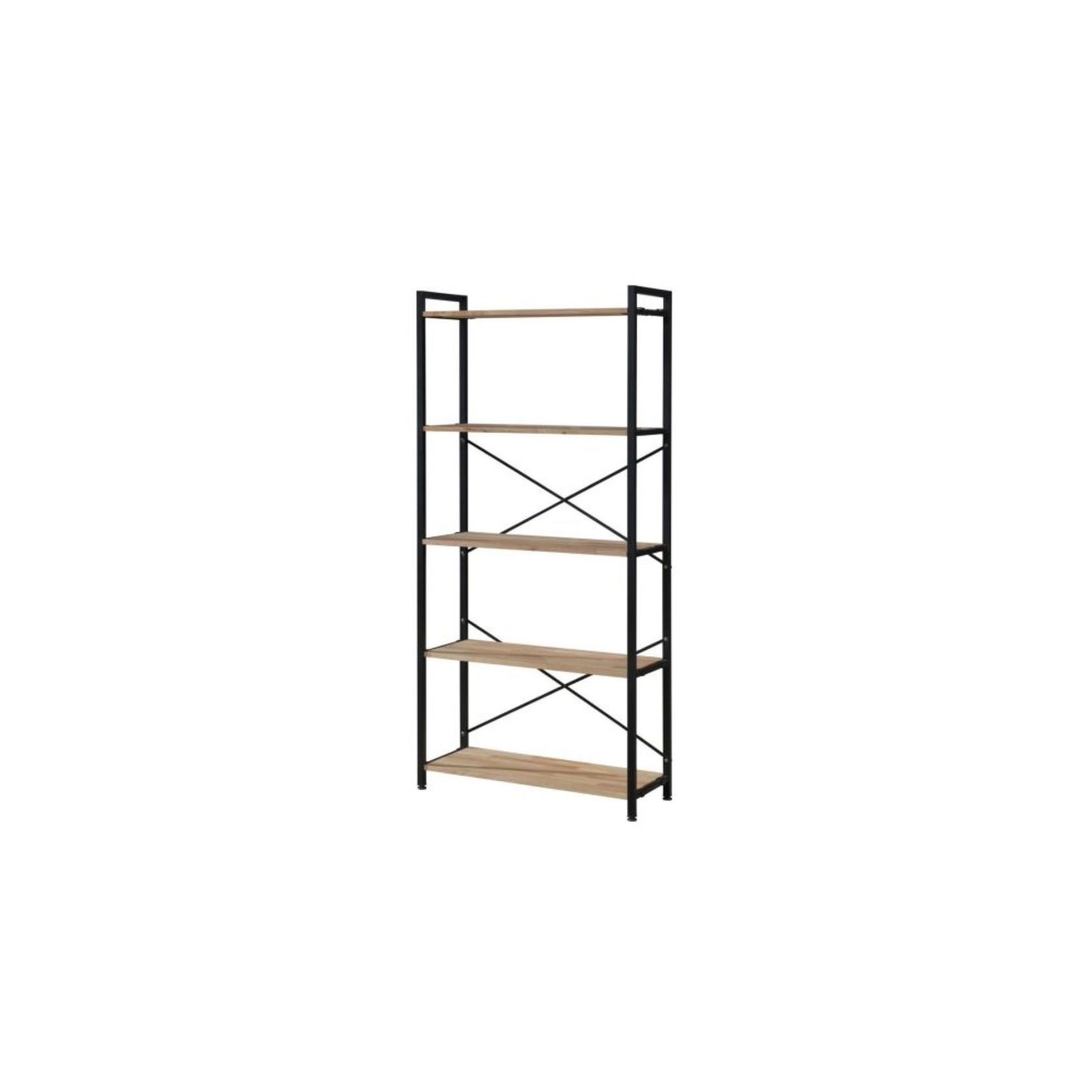 Axel Modular Main Shelving Unit | Black Steel & Natural gallery detail image