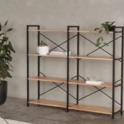 Axel 2PCE Shelving Unit Medium | Black Steel & Natural gallery detail image