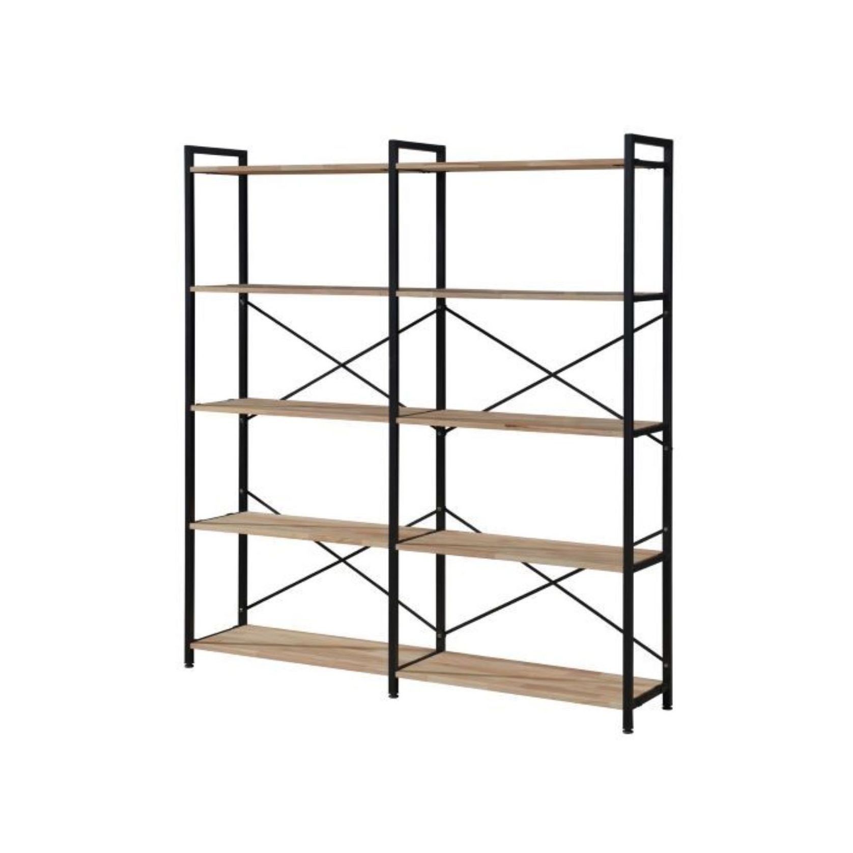 Axel 2PCE Shelving Unit Tall | Black Steel & Natural gallery detail image