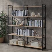 Axel 2PCE Shelving Unit Tall | Black Steel & Natural gallery detail image