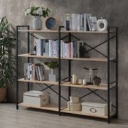 Axel 2PCE Shelving Unit Medium | Black Steel & Natural gallery detail image