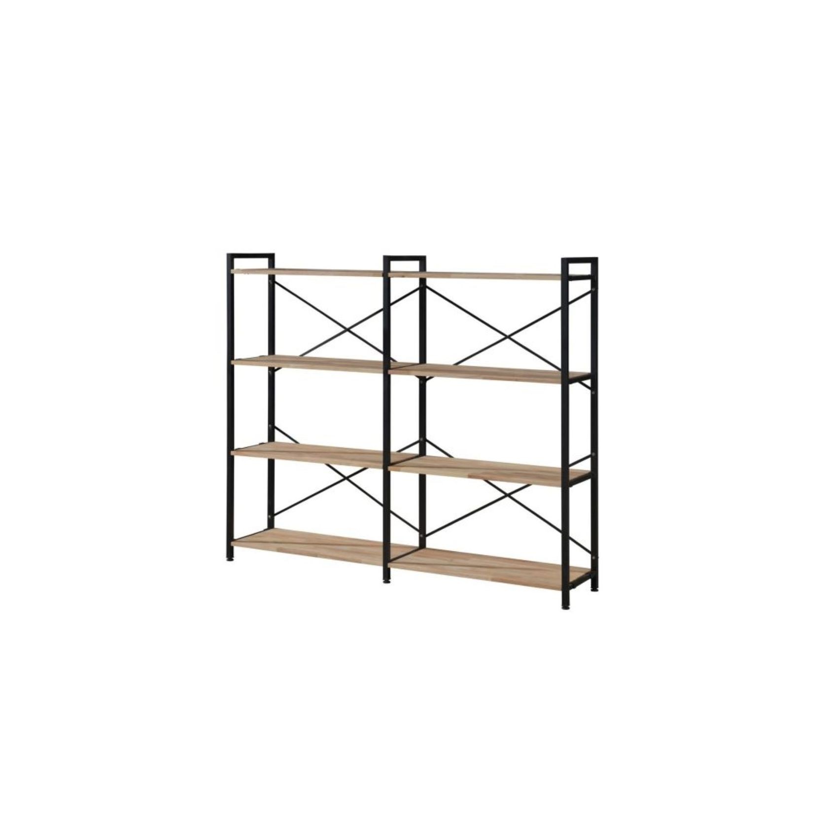 Axel 2PCE Shelving Unit Medium | Black Steel & Natural gallery detail image