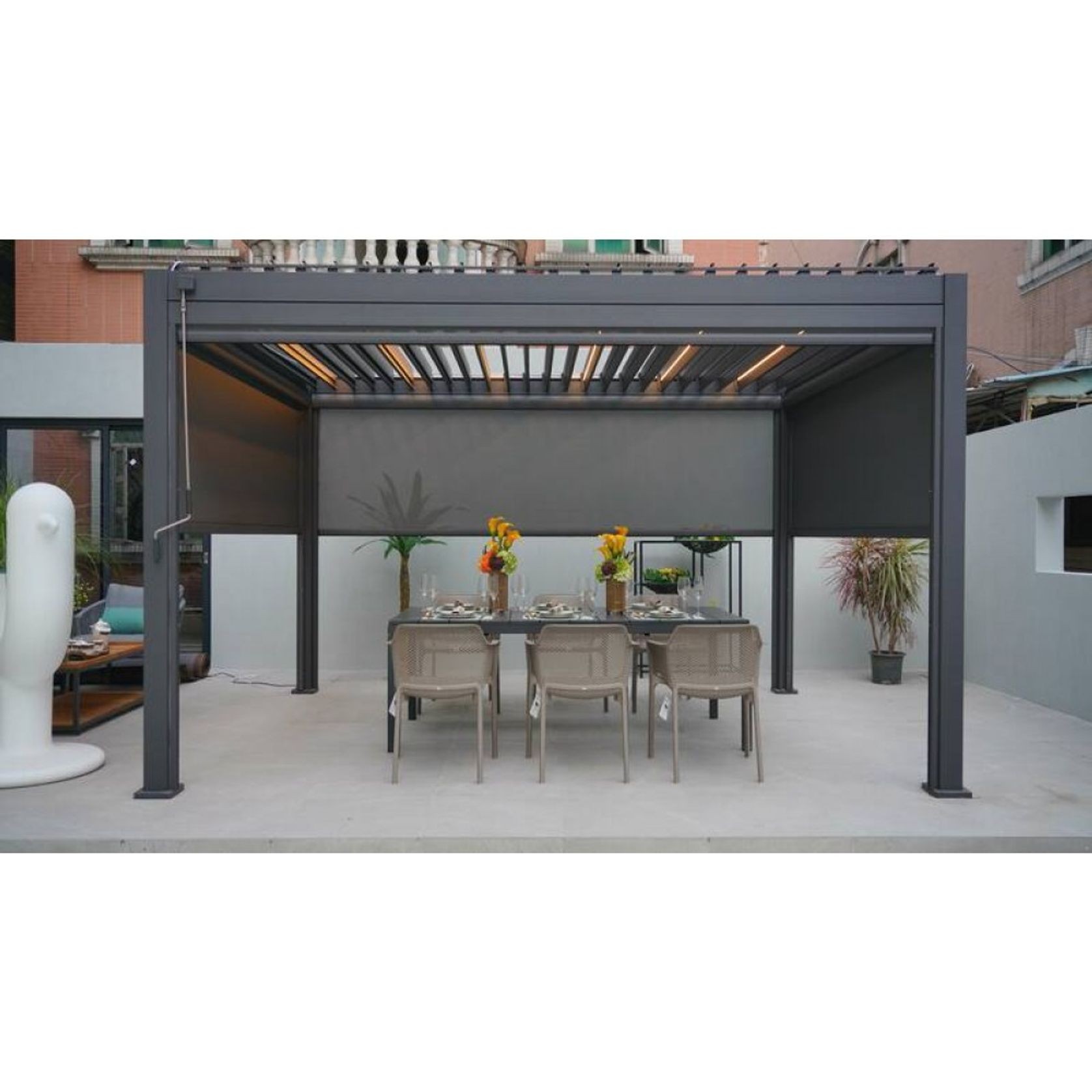 Louvred Roof Manual Curtain Blind 400 L x 250 H cm gallery detail image