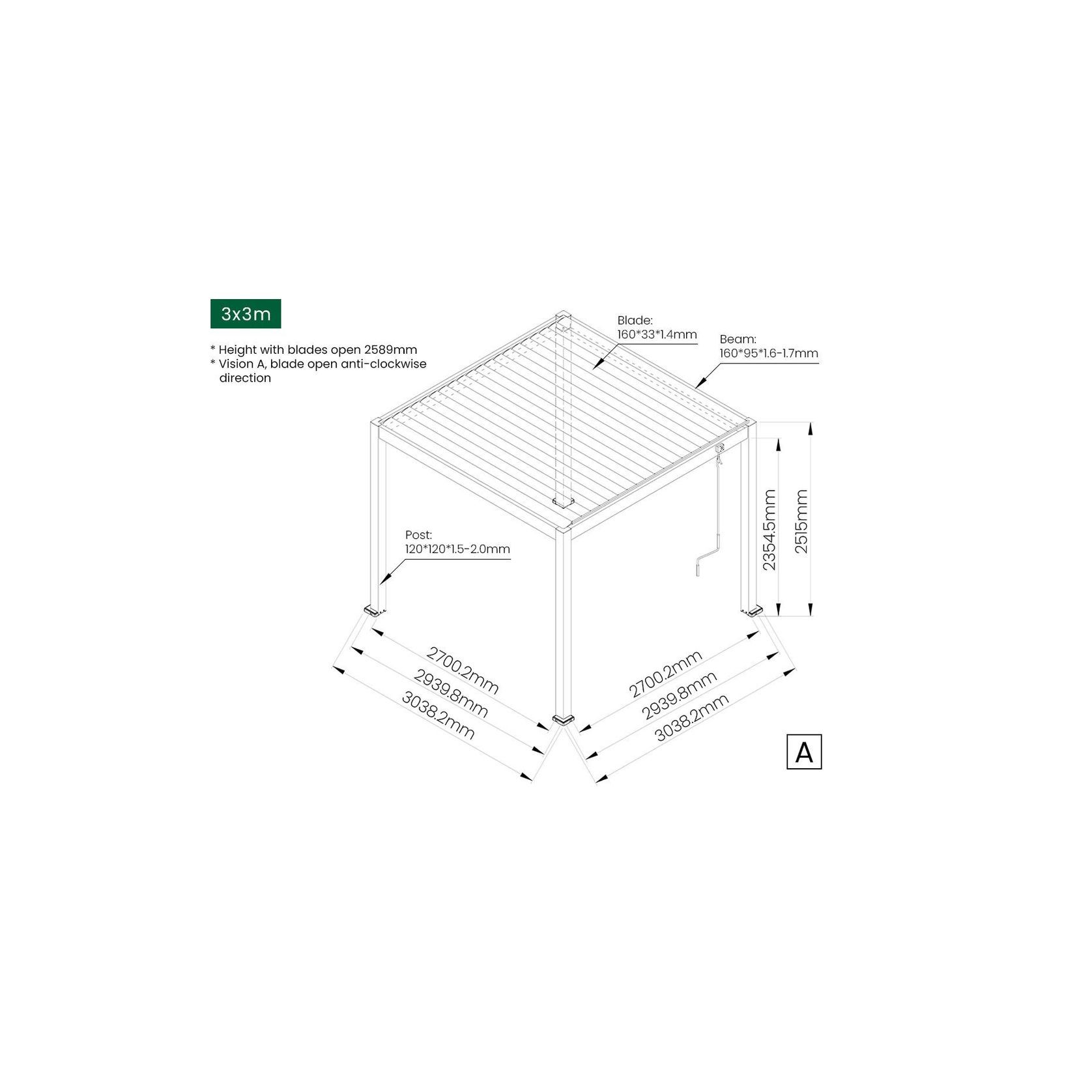 Atlantic Manual Freestanding Louvre Roof gallery detail image