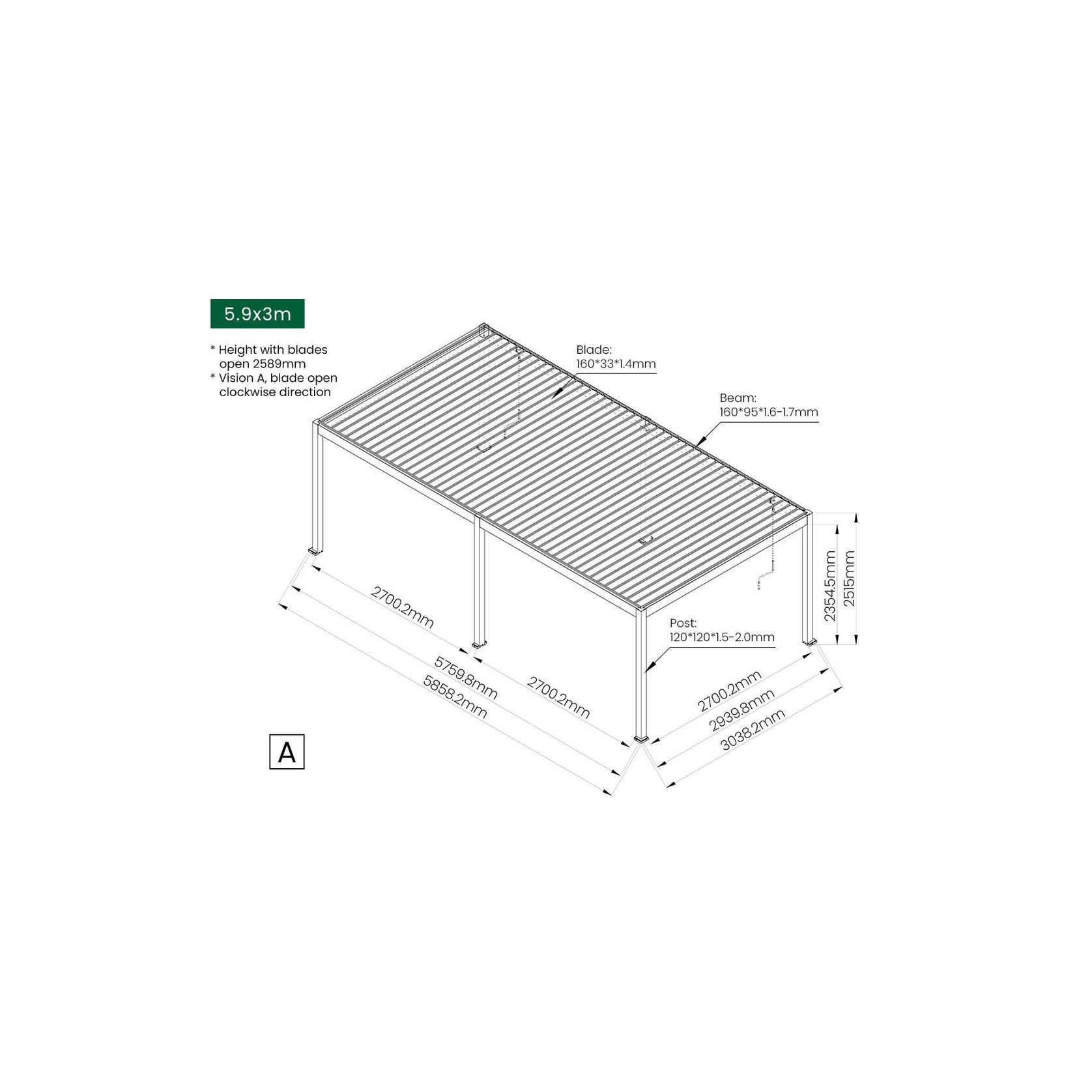 Atlantic Manual Freestanding Louvre Roof gallery detail image