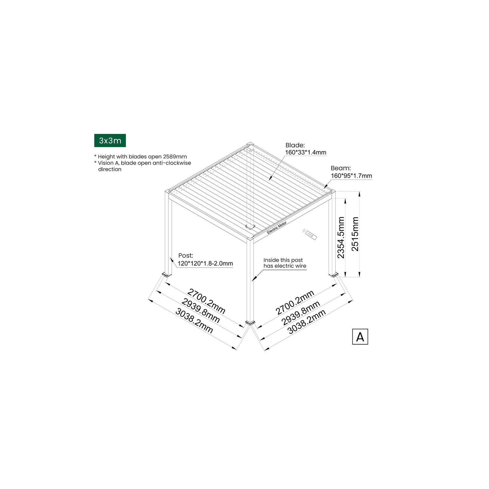 Caspian Motorised Freestanding Louvre Roof Aluminium Pergola gallery detail image