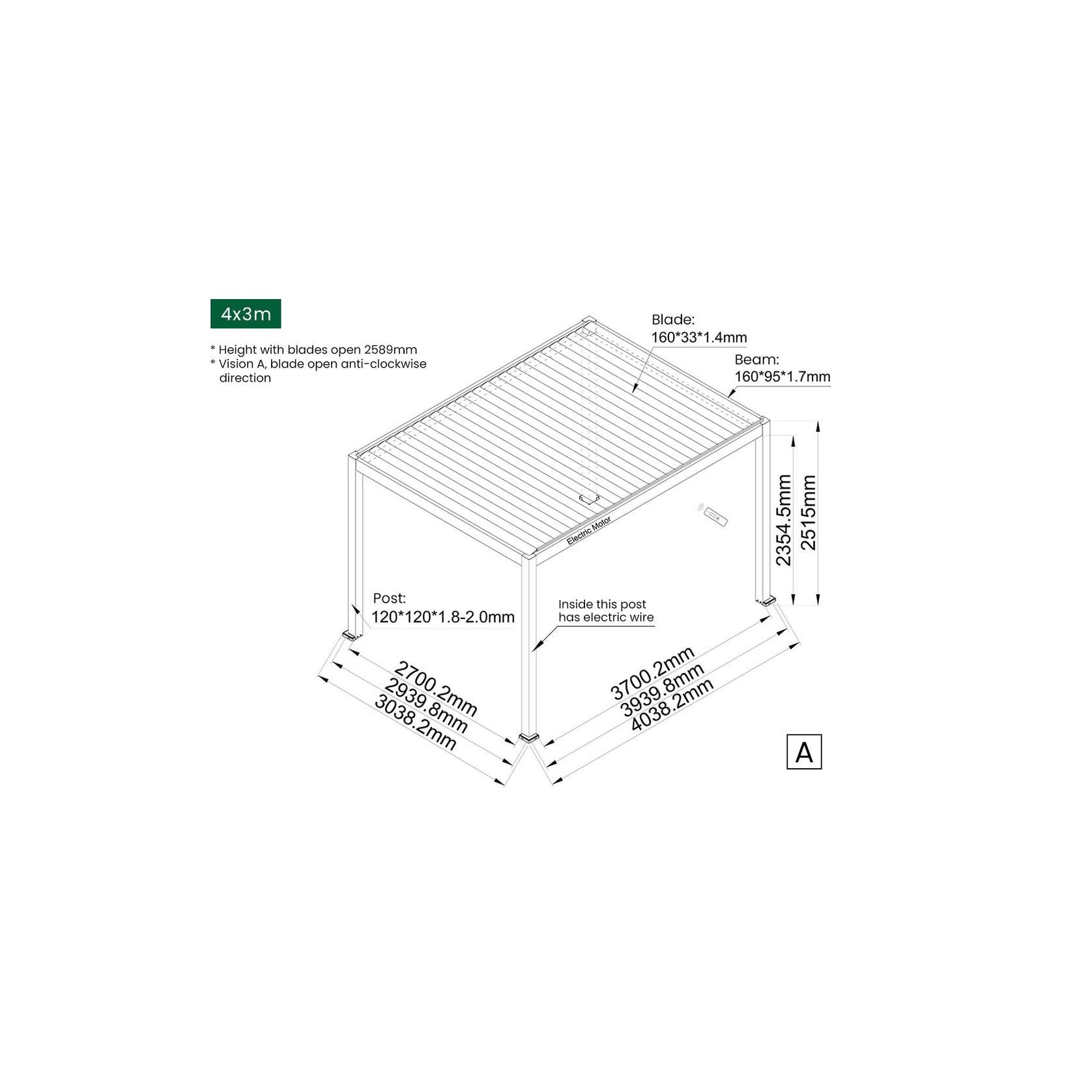 Caspian Motorised Freestanding Louvre Roof Aluminium Pergola gallery detail image