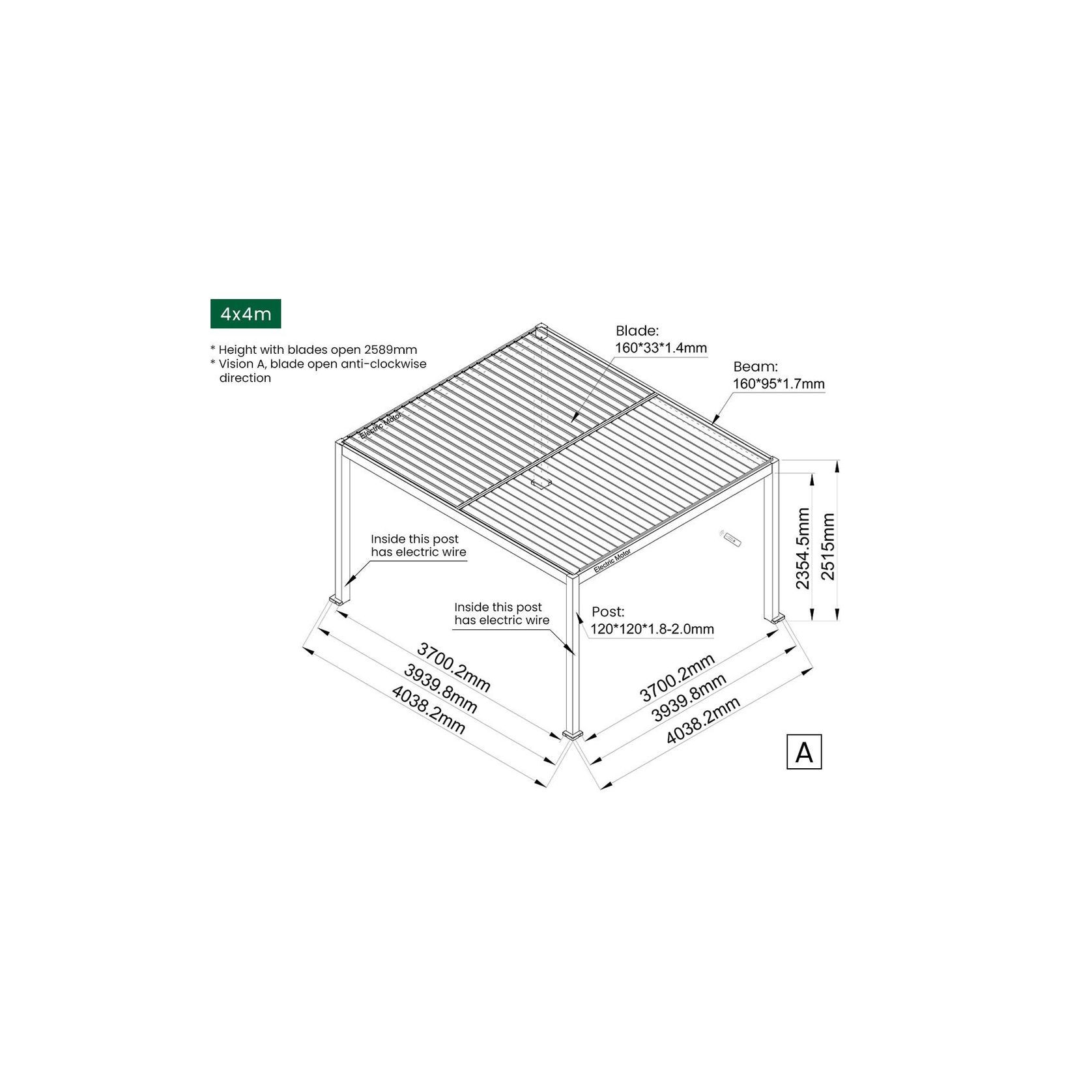 Caspian Motorised Freestanding Louvre Roof Aluminium Pergola gallery detail image