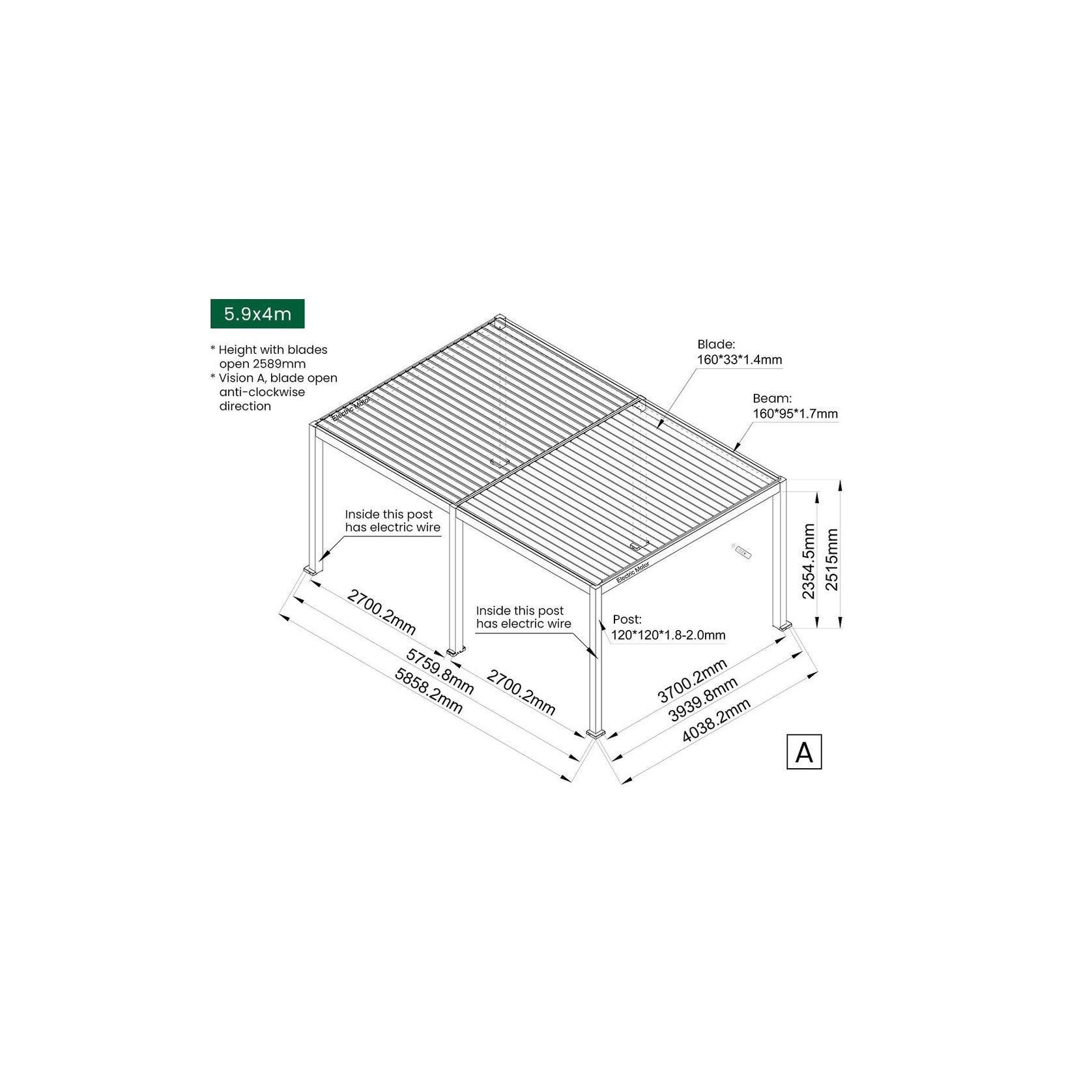Caspian Motorised Freestanding Louvre Roof Aluminium Pergola gallery detail image
