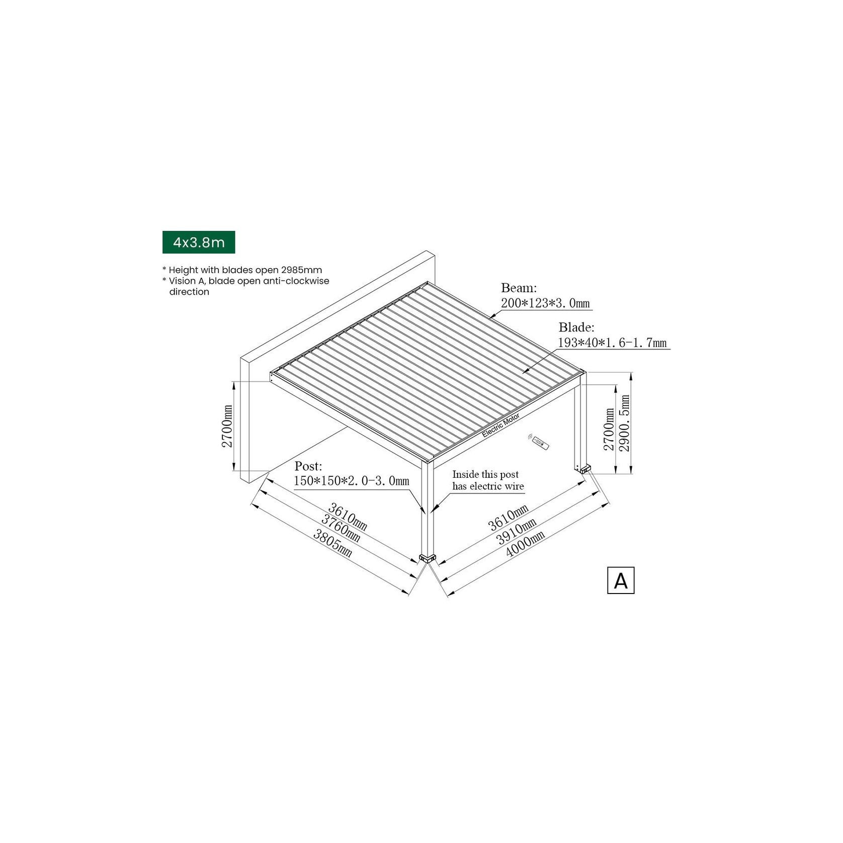 Tasman Motorised Wall Mounted Louvre Roof Aluminium Pergola gallery detail image