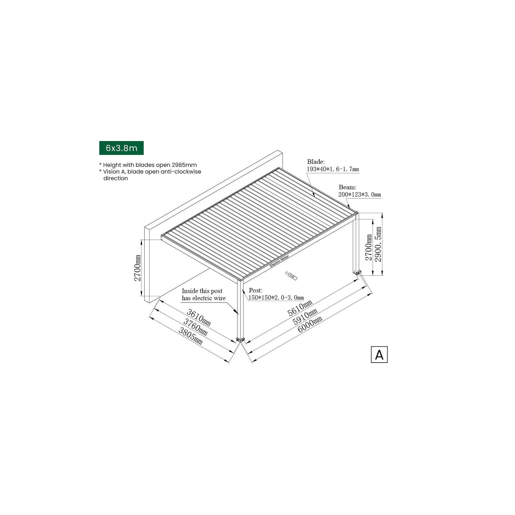 Tasman Motorised Wall Mounted Louvre Roof Aluminium Pergola gallery detail image