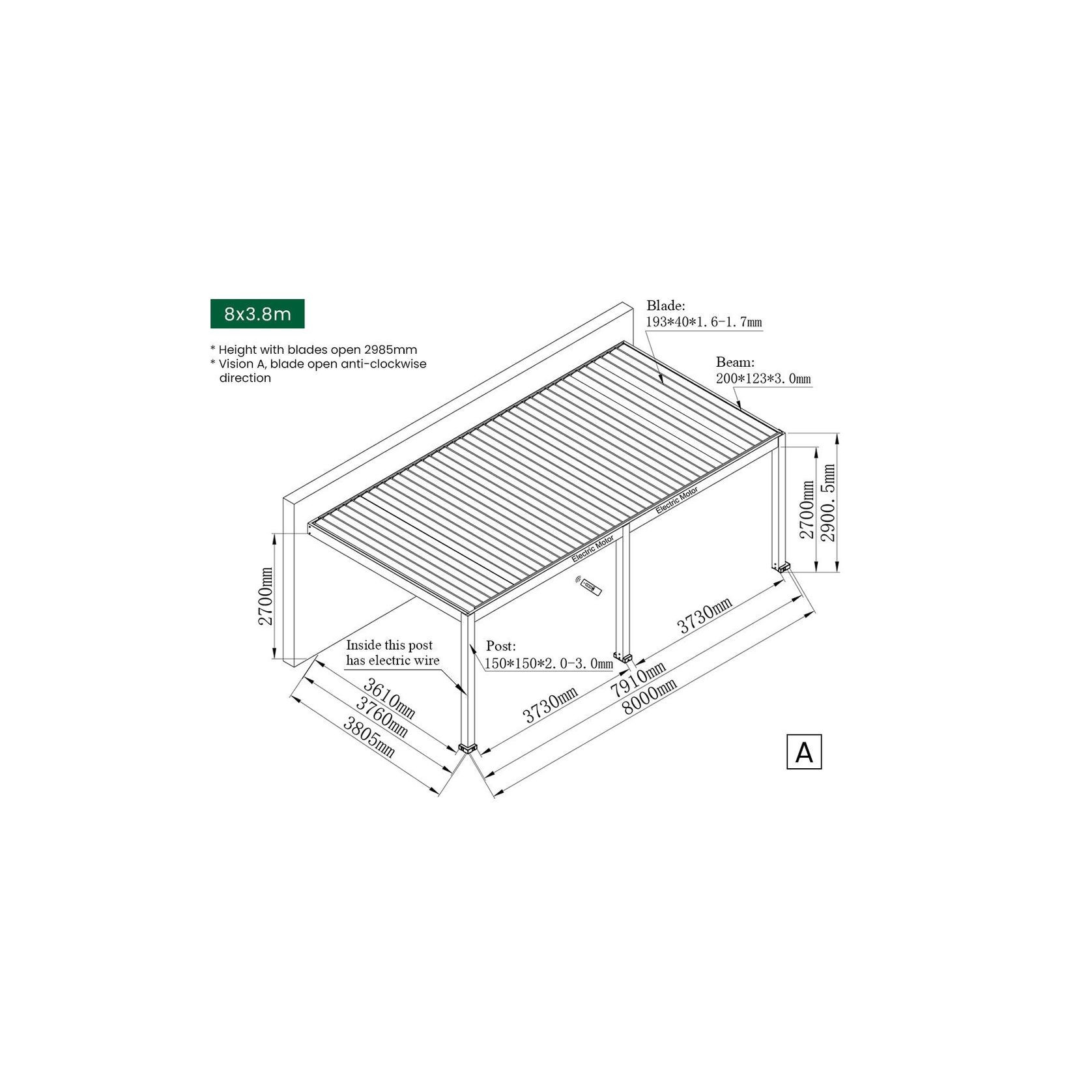 Tasman Motorised Wall Mounted Louvre Roof Aluminium Pergola gallery detail image