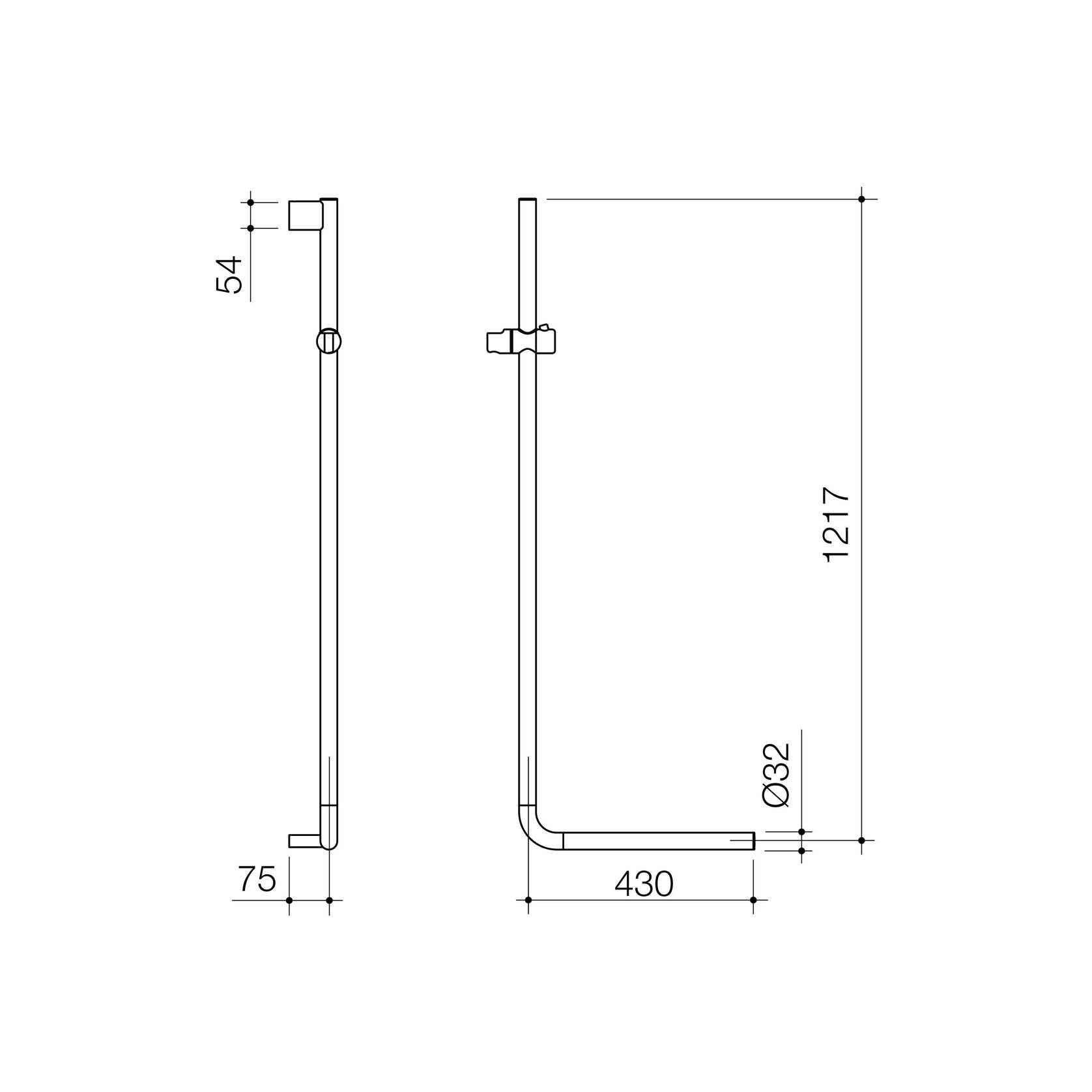 Opal Support Shower Rail 90 Degree gallery detail image