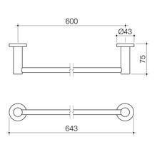 Liano II Single Towel Rail 640mm gallery detail image
