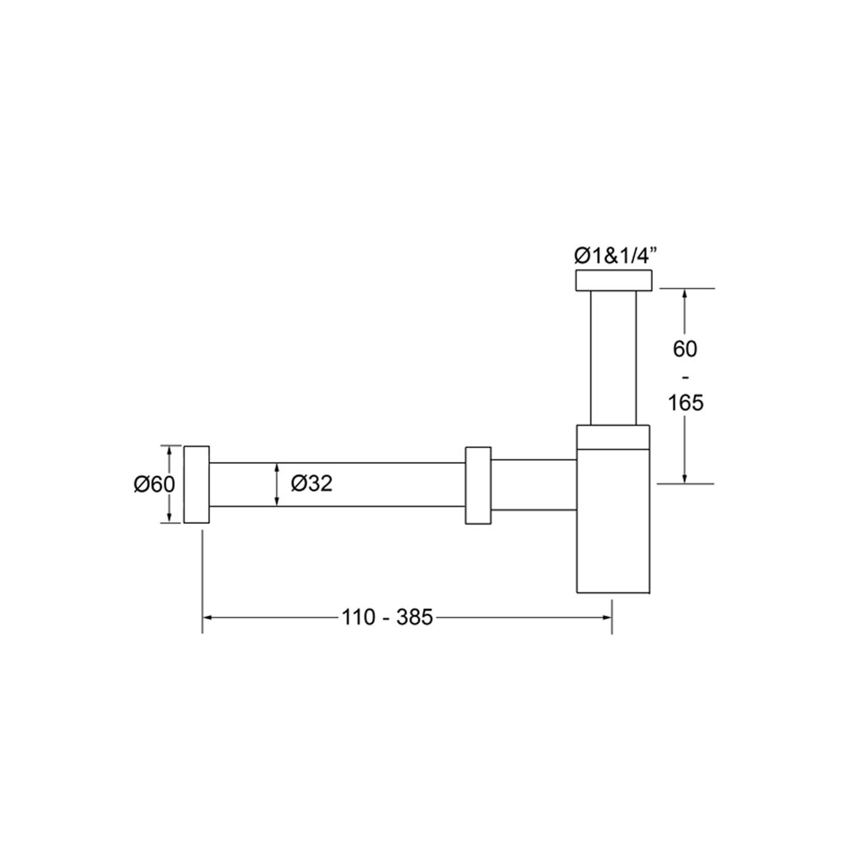 32mm Bottle Trap Chrome (110-385mm reach) gallery detail image