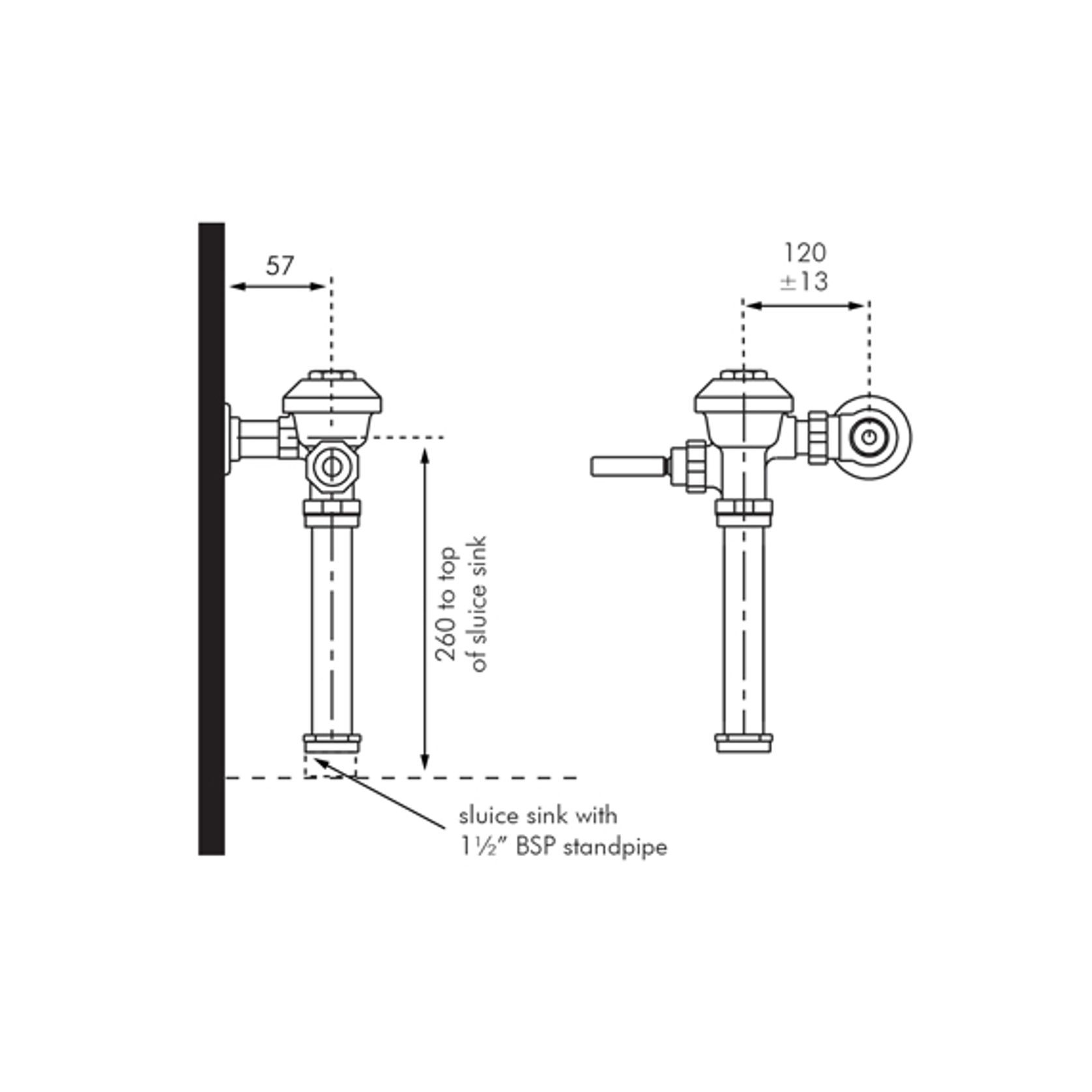 Zurn Exposed Mounted Sluice Sink Flush Valve gallery detail image