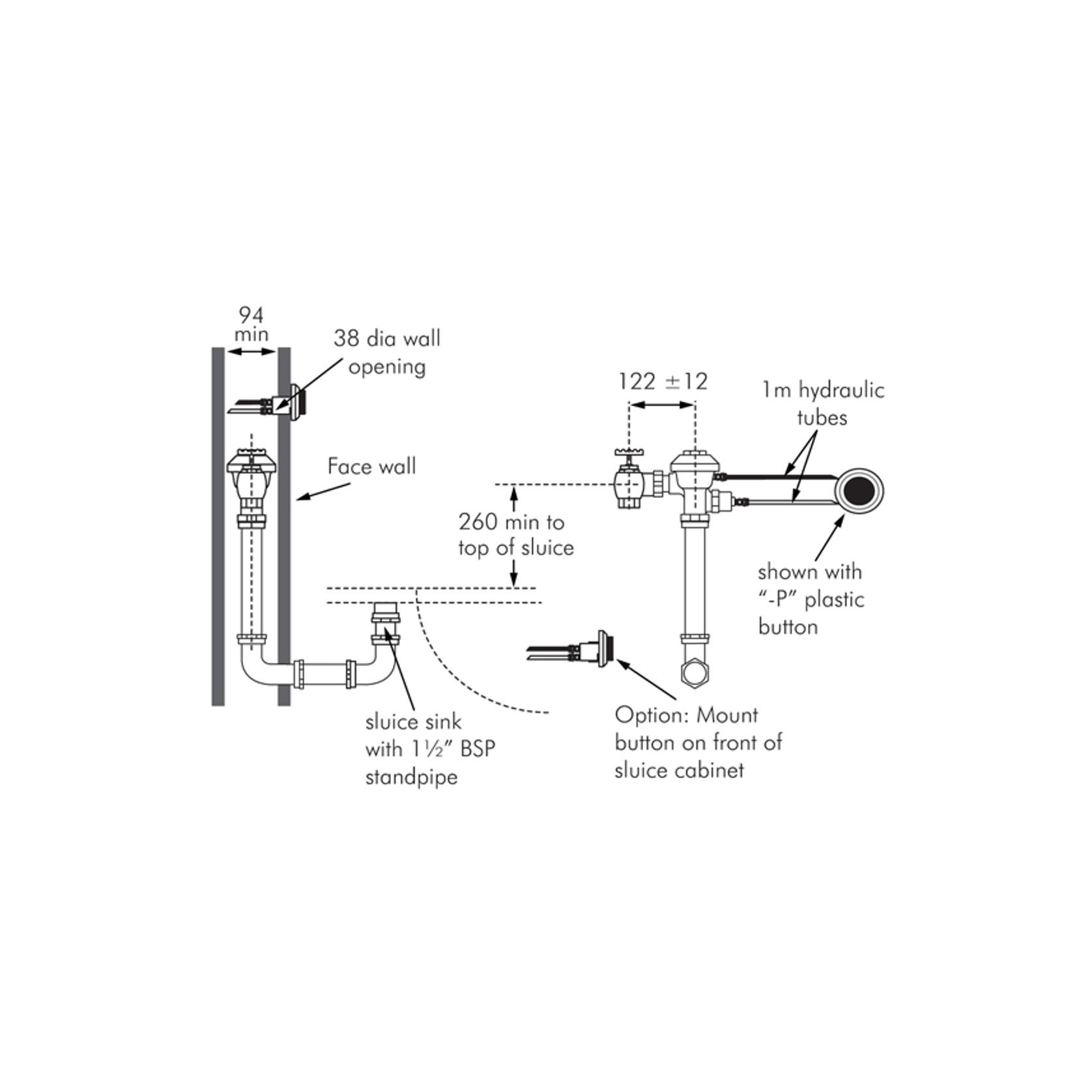 Zurn Recess Mounted Sluice Sink Flush Valve gallery detail image