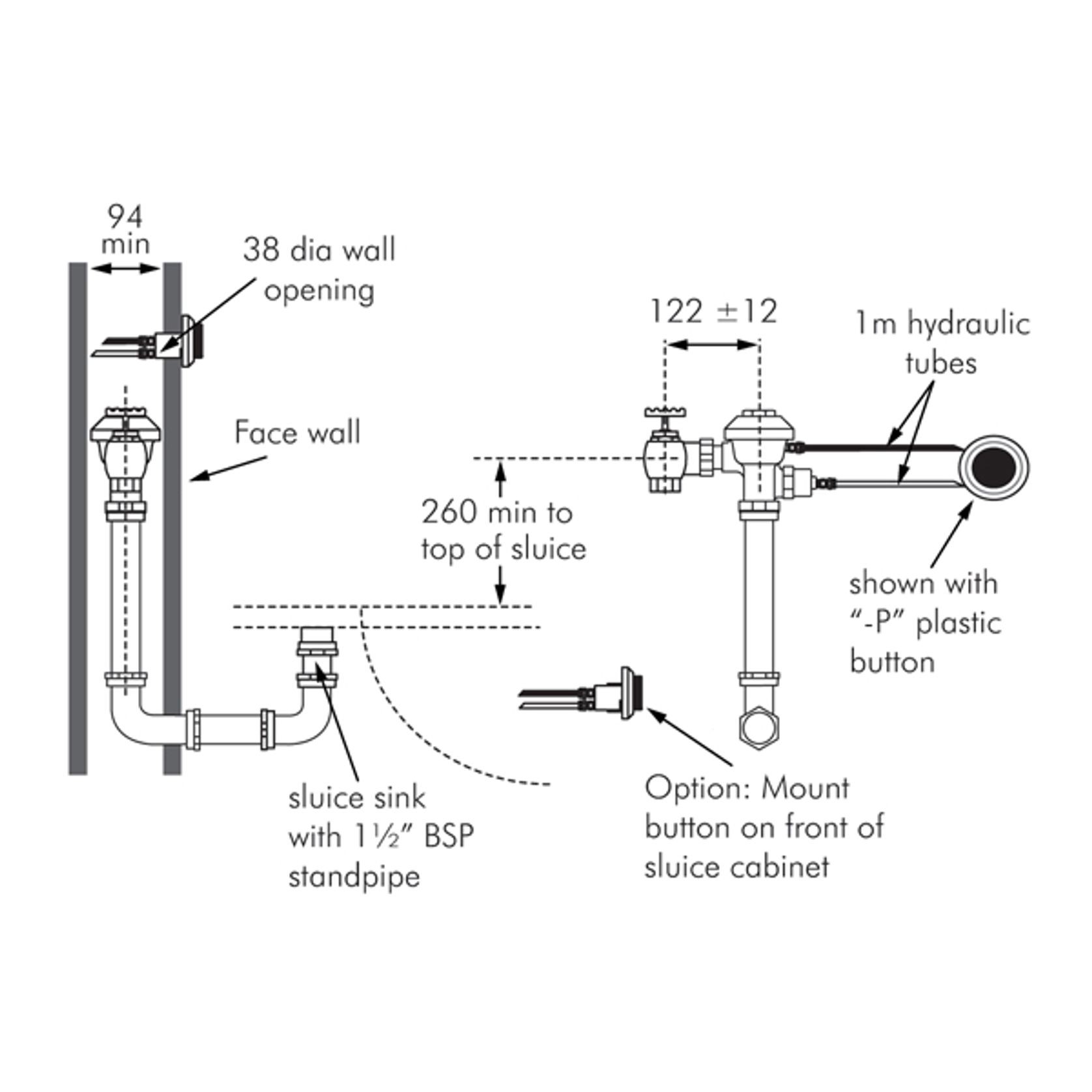 Zurn Recess Mounted Sluice Sink Flush Valve gallery detail image