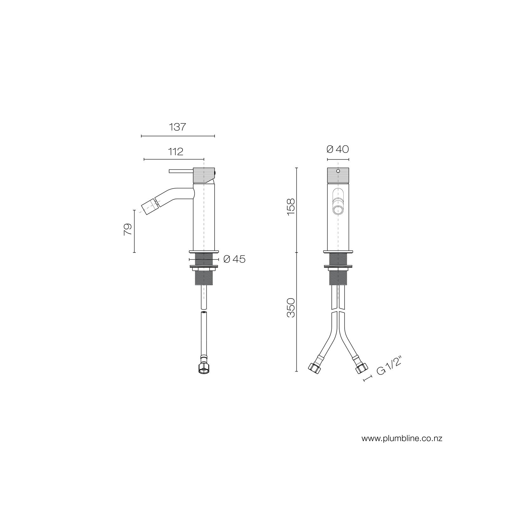 Oli 316 Bidet Mixer With Linea Handle gallery detail image