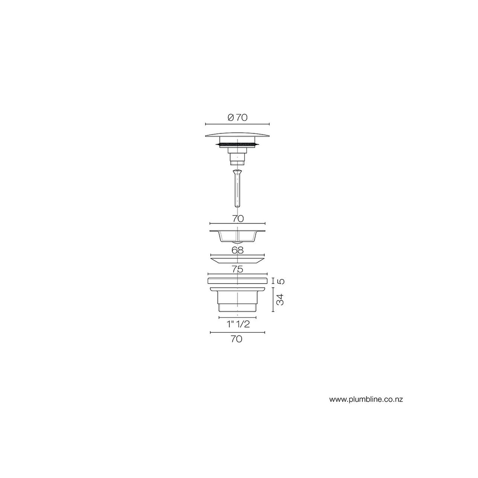 Oli 316 Top Fix 40mm Bath Pop Up Waste gallery detail image