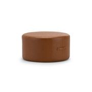 Halle Medium Round Vegan Leather Ottoman | Whiskey Tan gallery detail image
