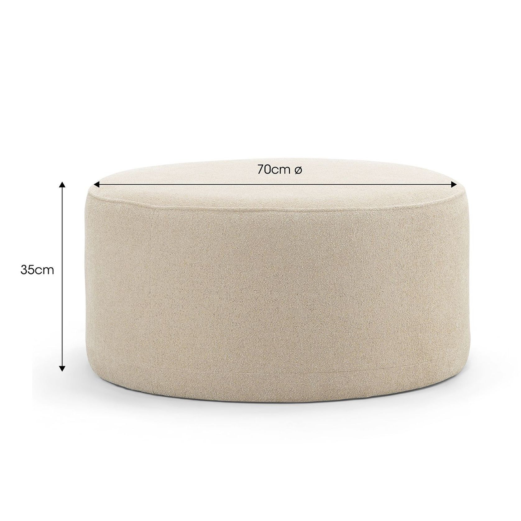 Halle Medium Round Ottoman Pouf | Sand Beige gallery detail image