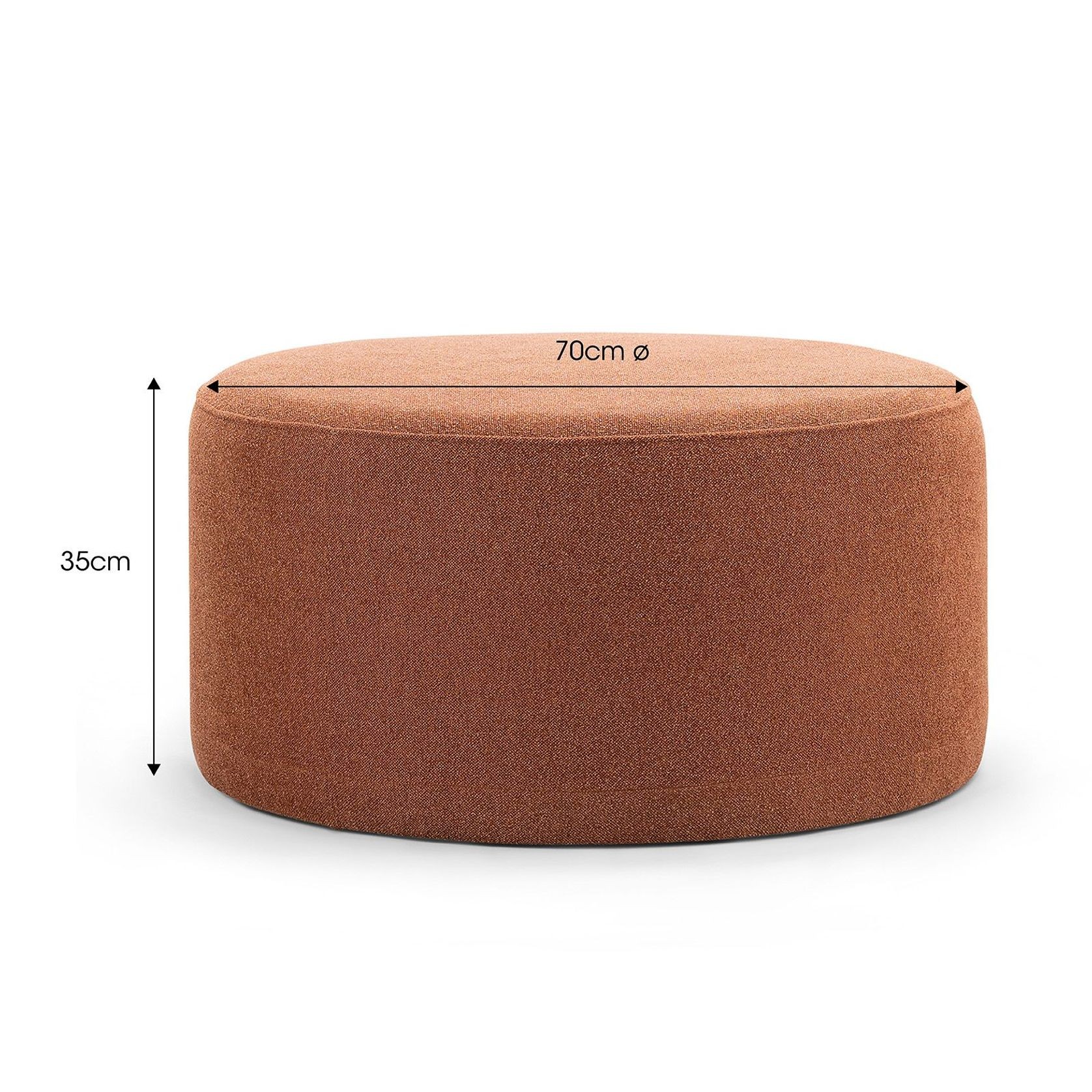 Halle Medium Round Ottoman Pouf | Rust Orange gallery detail image