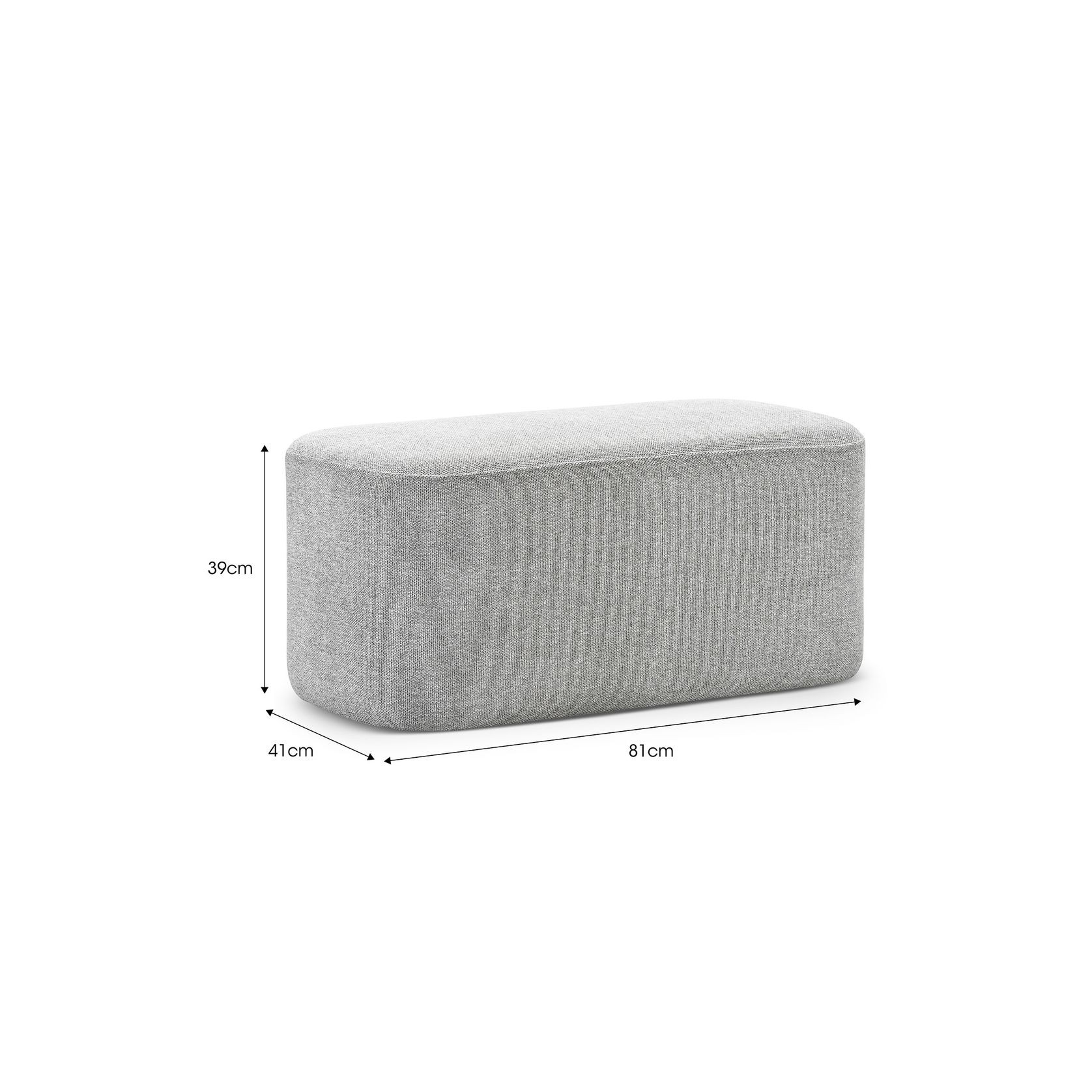 Podd Rectangle Ottoman Bench Stool | Hail Grey gallery detail image