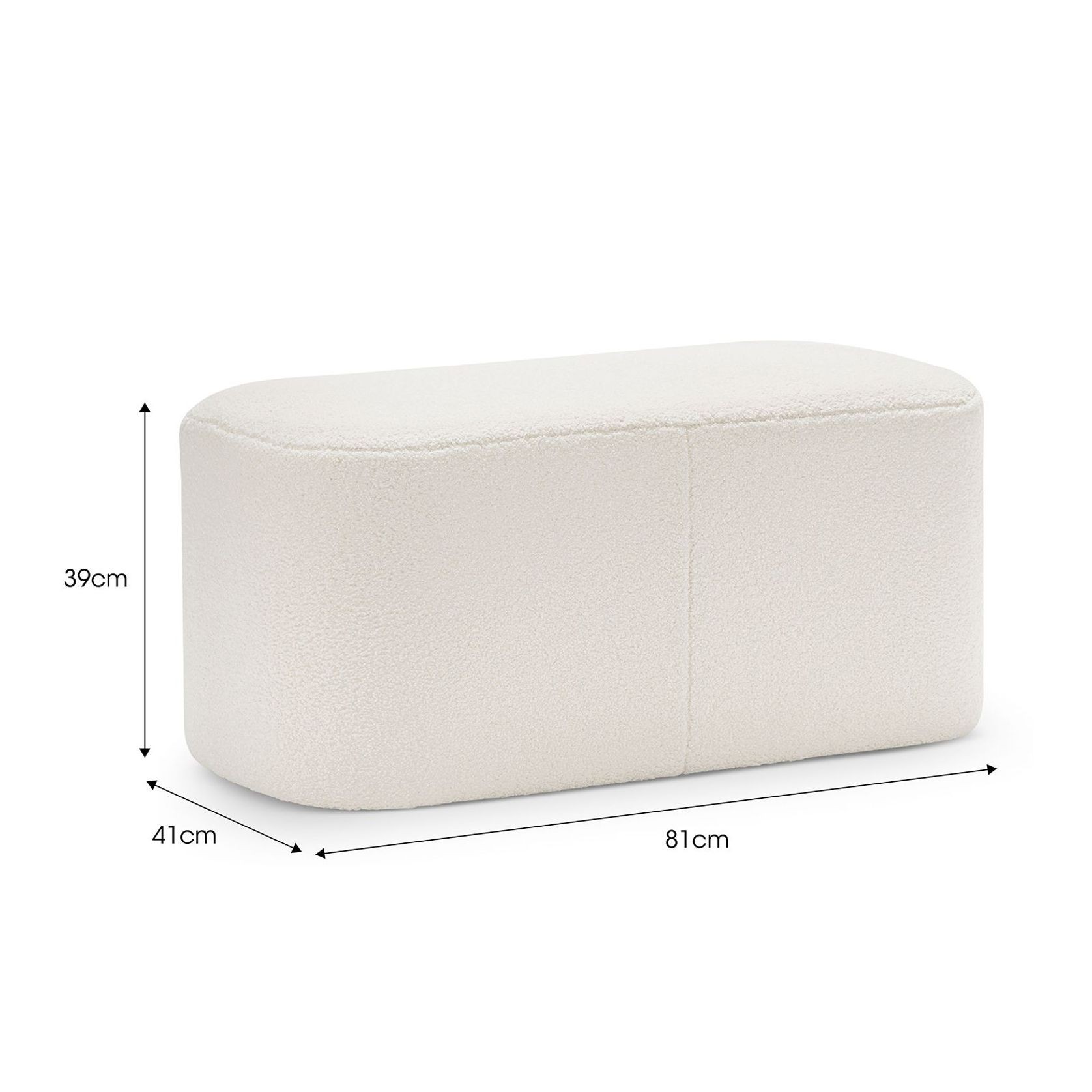 Podd Rectangle Ottoman Bench Stool | Cream Bouclé gallery detail image