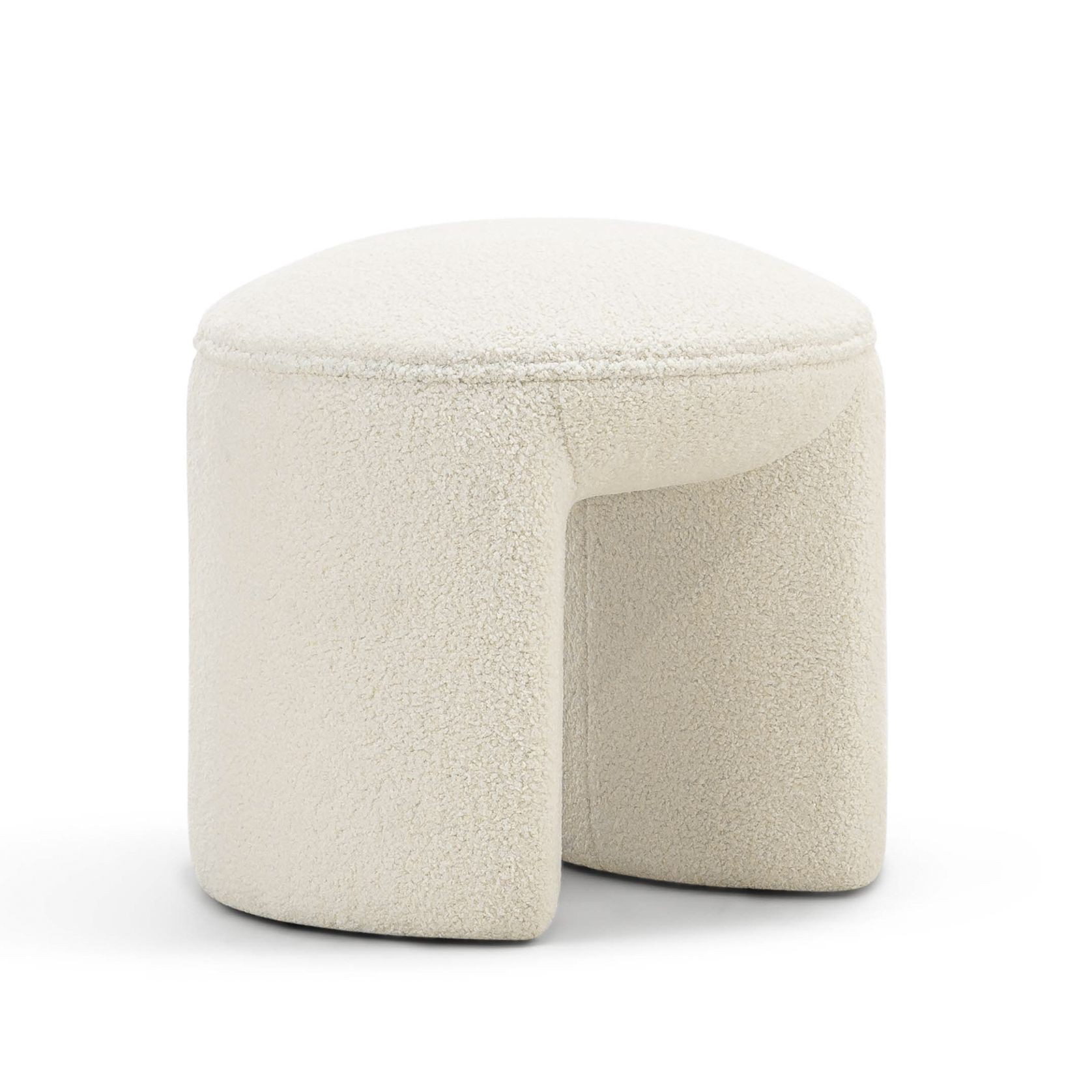 Remi Round Ottoman Stool | Teddy Cream gallery detail image
