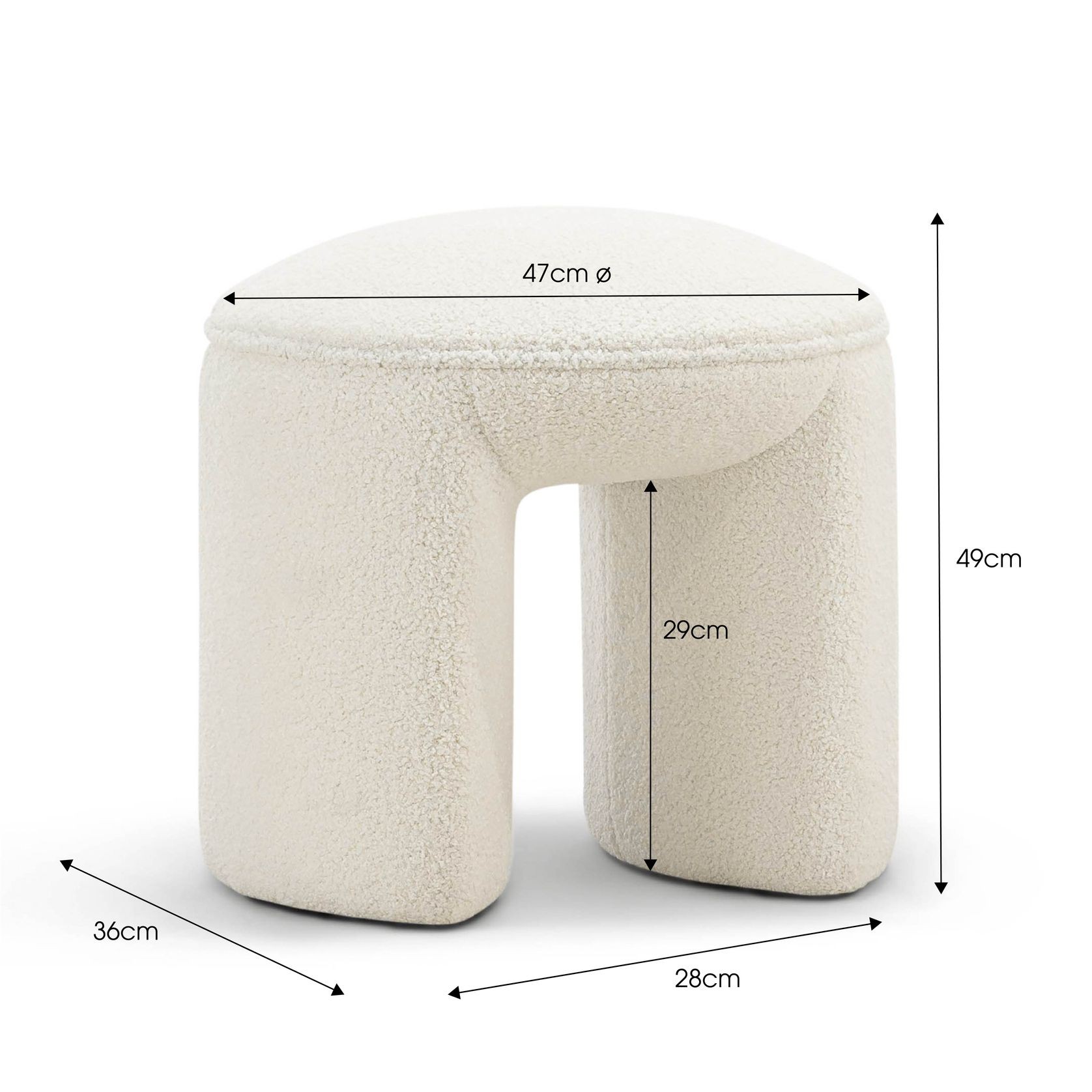 Remi Round Ottoman Stool | Teddy Cream gallery detail image