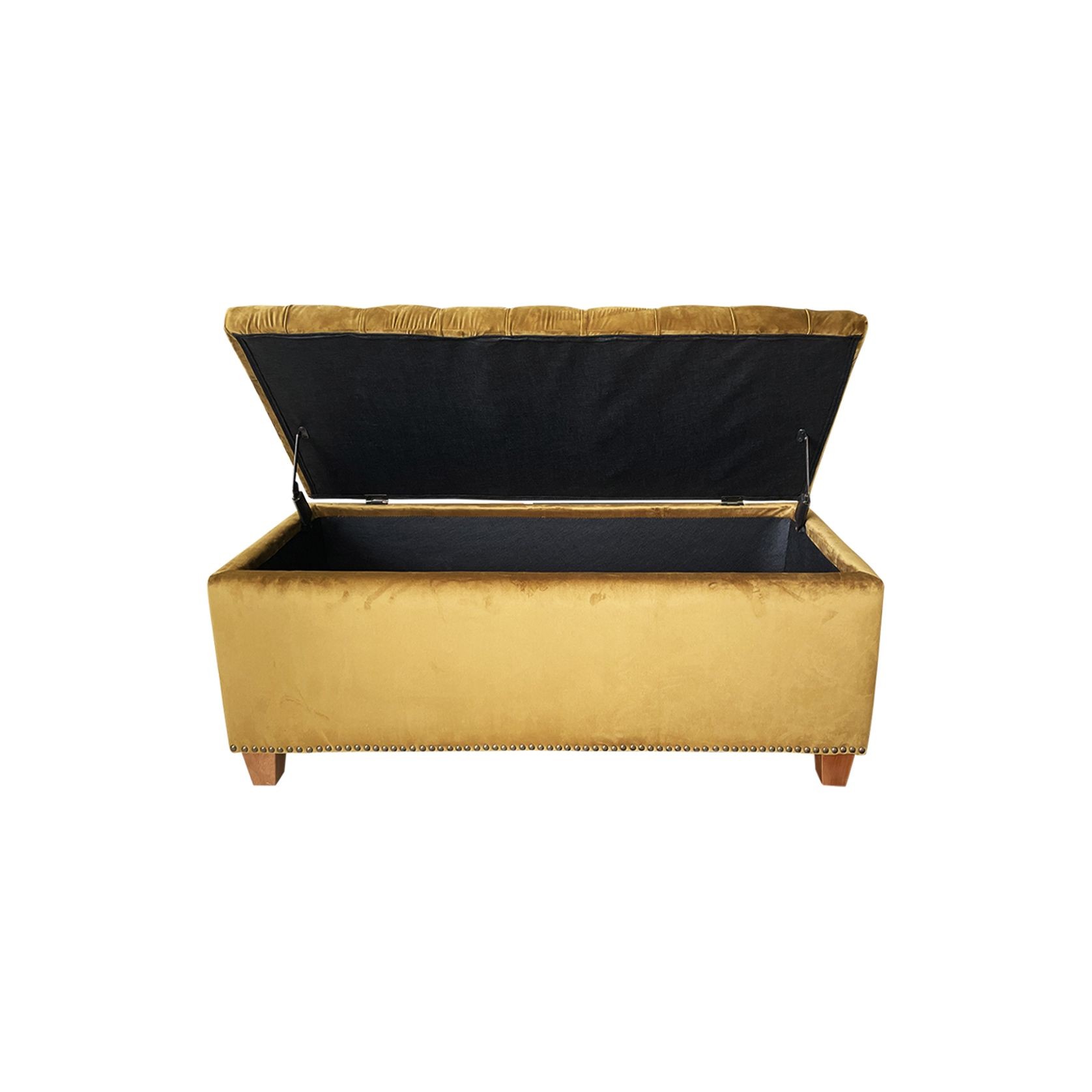 Abel Rectangle Storage Ottoman - Copper/Gold Velvet gallery detail image