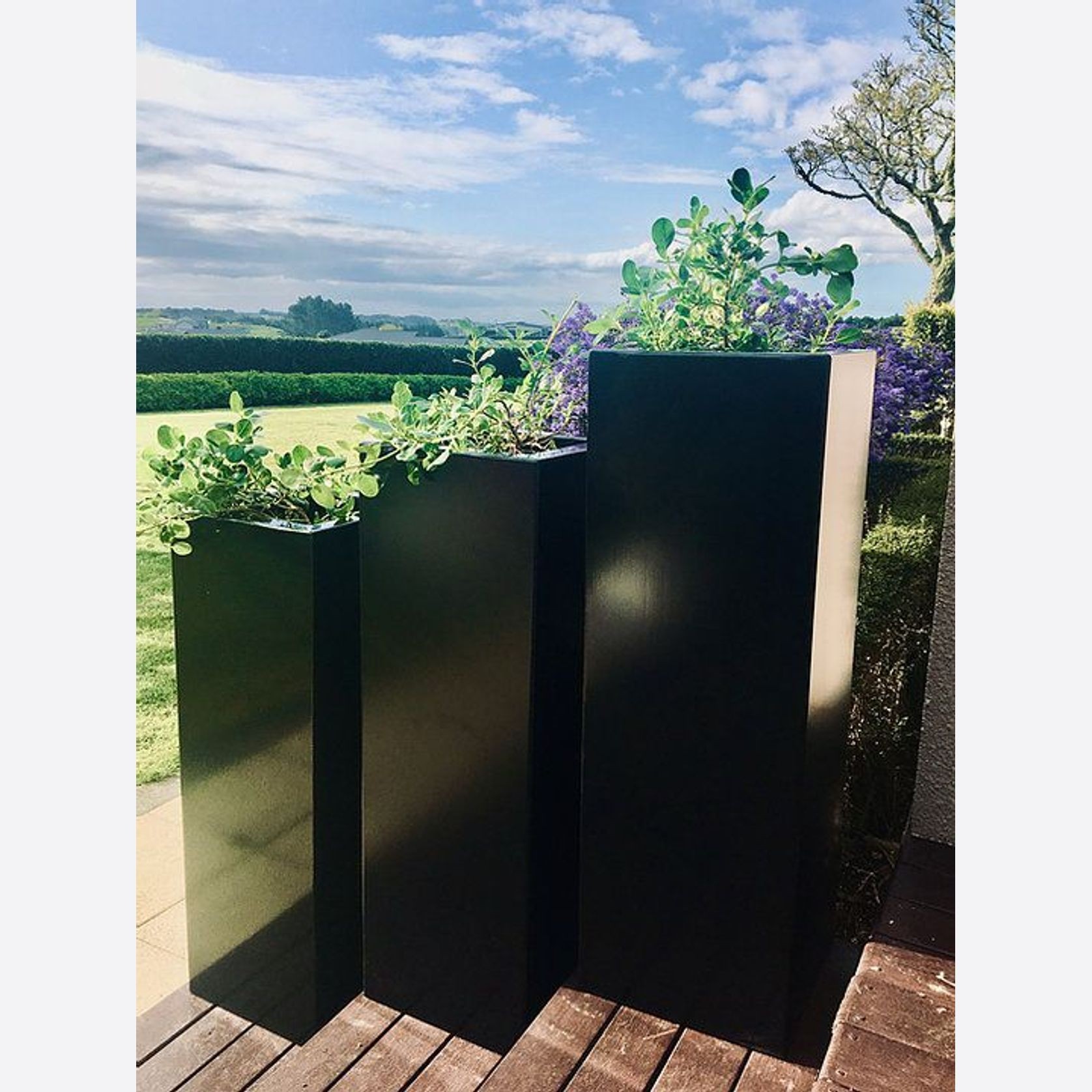 Black Powder Coated Steel Column 300 Planter gallery detail image