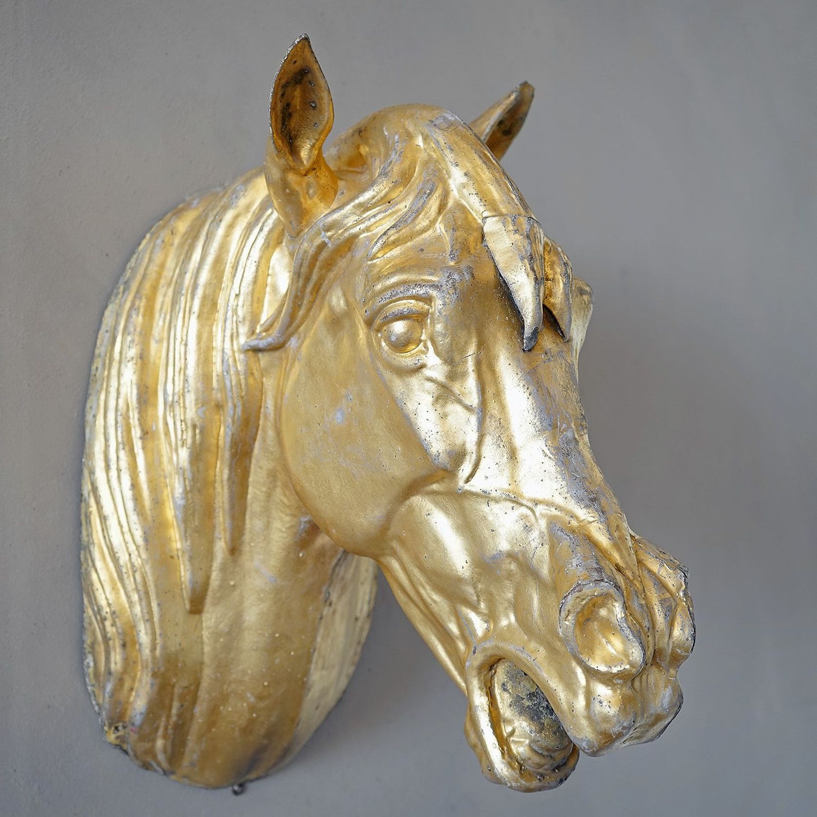 French Antique Zinc Horse Head gallery detail image